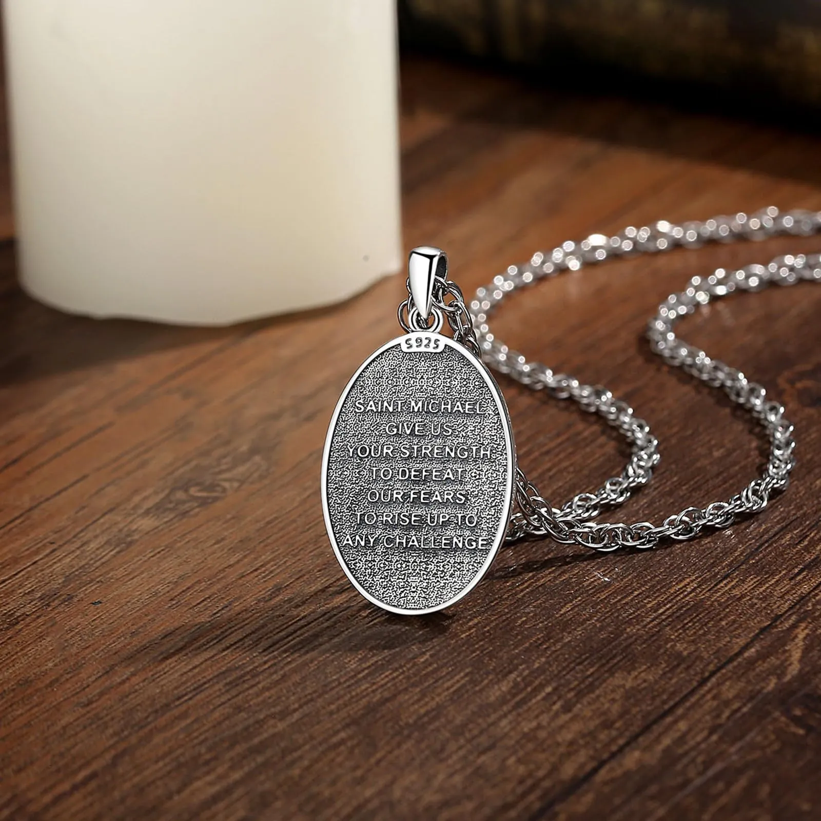 AEONSLOVE Medaglia San Michele Arcangelo Ciondolo Arcangelo Michele Argento 925 Uomo Donna Collana Saint Michael Gioielli Religioso Regalo Cristiano Cattolico - immagine 4