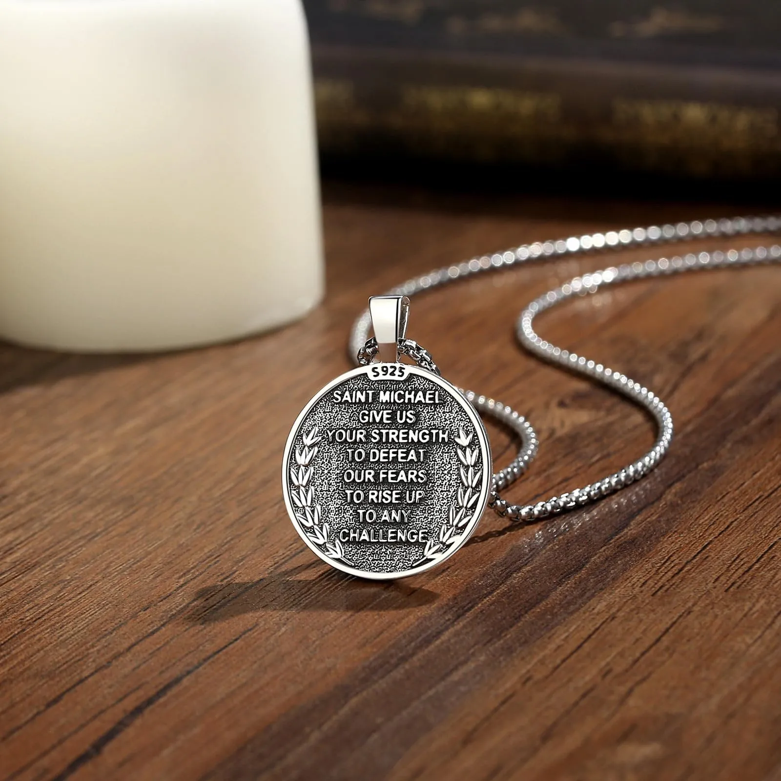 AEONSLOVE Medaglia San Michele Arcangelo Ciondolo Arcangelo Michele Argento 925 Uomo Donna Collana Saint Michael Gioielli Religioso Regalo Cattolico Cristiano - immagine 3