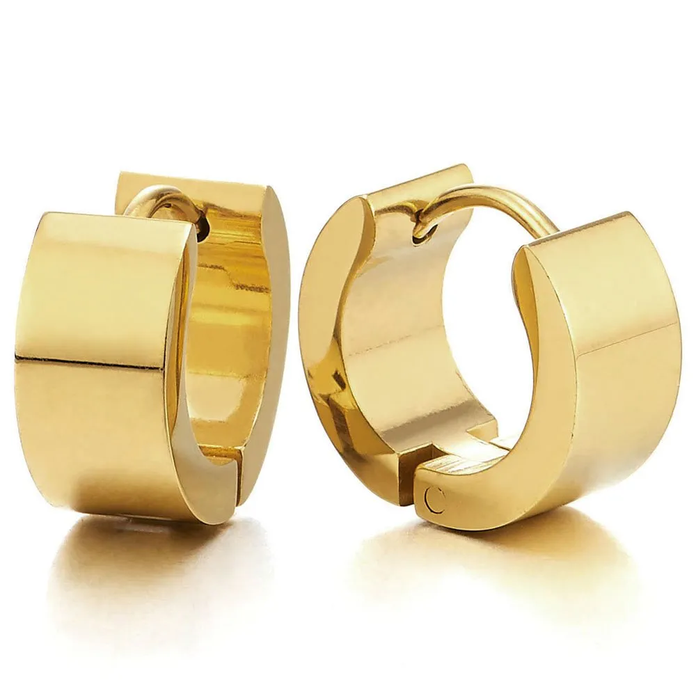 2 Orecchini a Cerchio, Orecchini da Uomo Donna, Acciaio Inossidabile, Oro - immagine 1