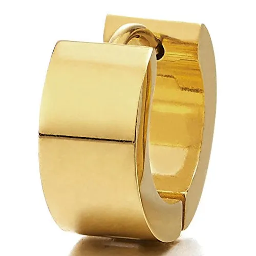2 Orecchini a Cerchio, Orecchini da Uomo Donna, Acciaio Inossidabile, Oro - immagine 3