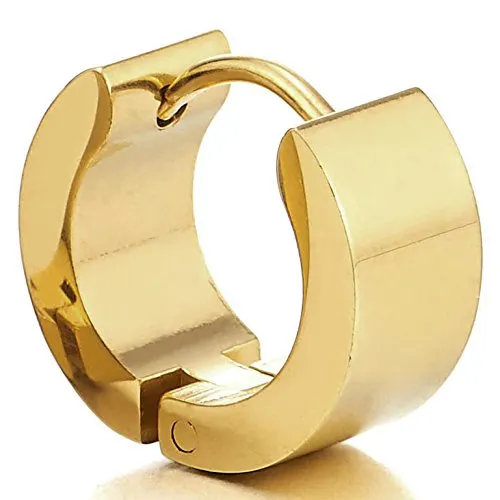 2 Orecchini a Cerchio, Orecchini da Uomo Donna, Acciaio Inossidabile, Oro - immagine 4