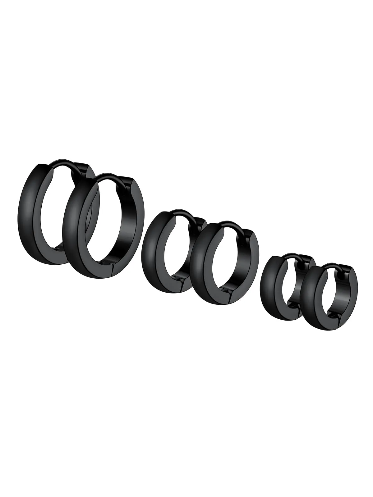 PROSTEEL 3 Paia Orecchini a Cerchio Uomo Donna Cerchietti Orecchini Nero 7/9/12 mm in Acciaio Inossidabile con Confezione Regalo - immagine 1