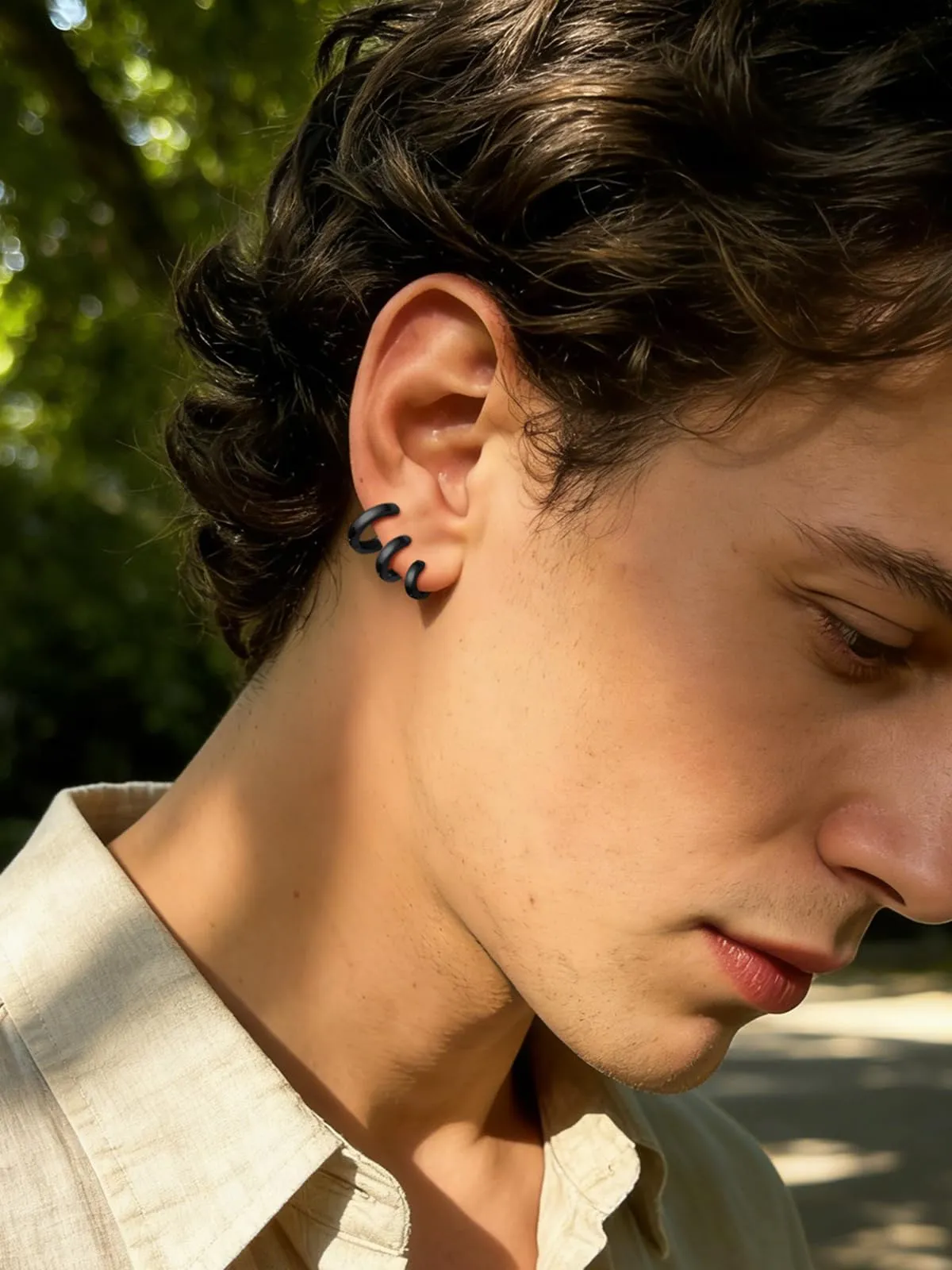 PROSTEEL 3 Paia Orecchini a Cerchio Uomo Donna Cerchietti Orecchini Nero 7/9/12 mm in Acciaio Inossidabile con Confezione Regalo - immagine 2