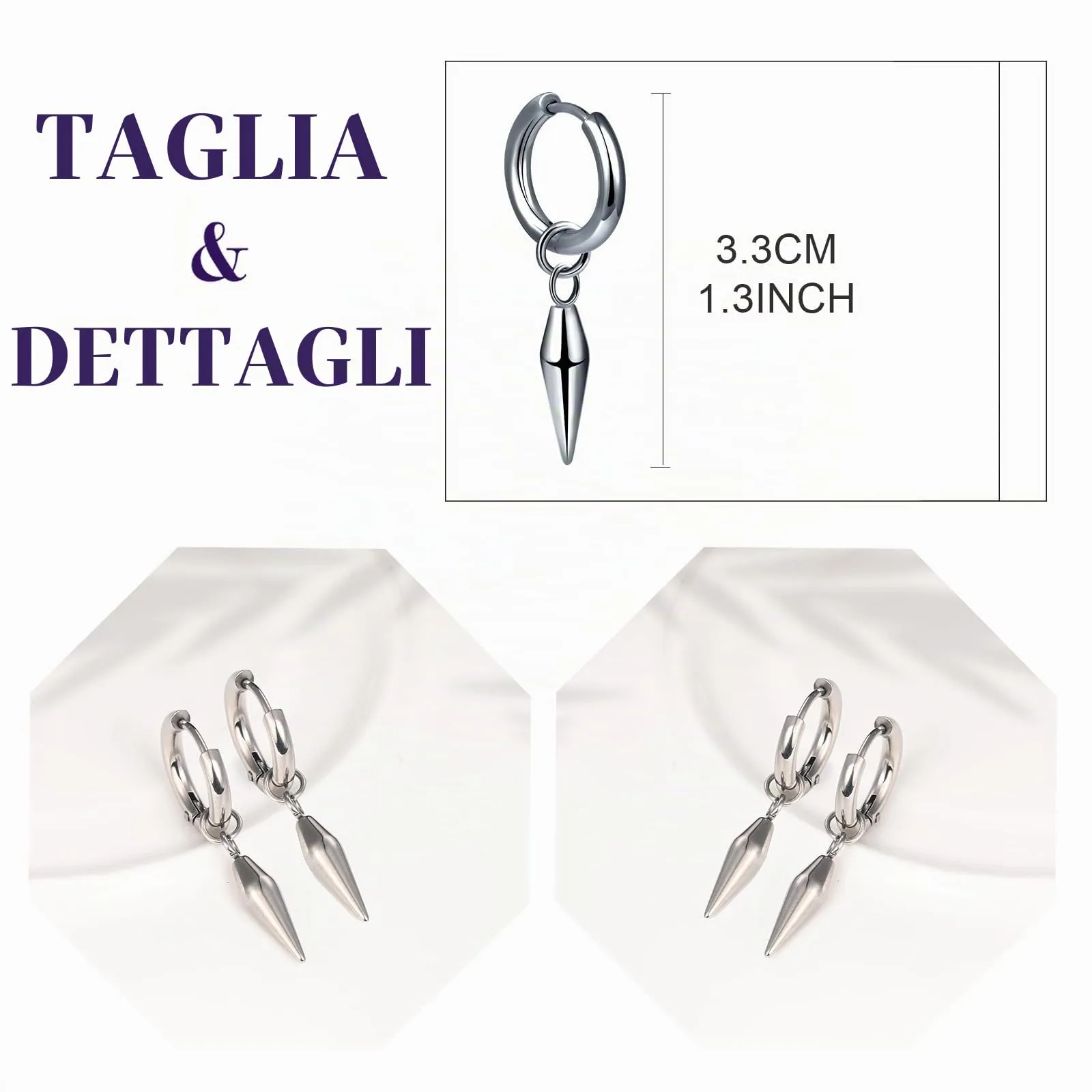 feilok Orecchini Studs Acciaio Inox Cartilage Hoops Barbell Ear Plugs Ear Piercing per le donne - immagine 2