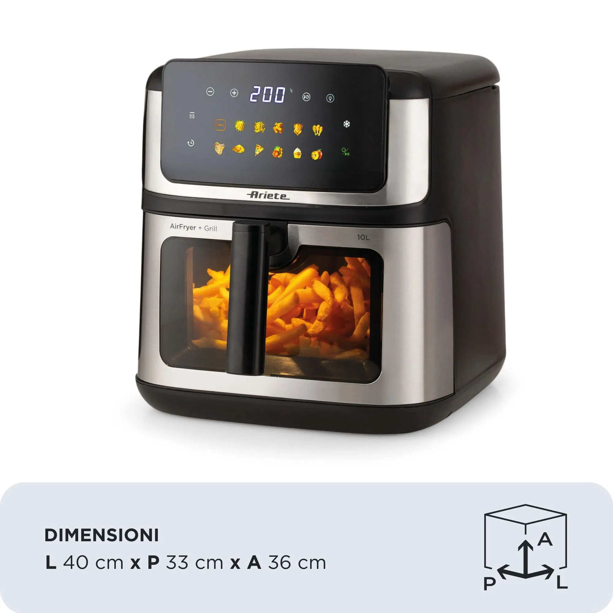 Ariete 4642 Air Fryer e Grill 10L Digital, Friggitrice ad Aria 2100W, Metal - immagine 4