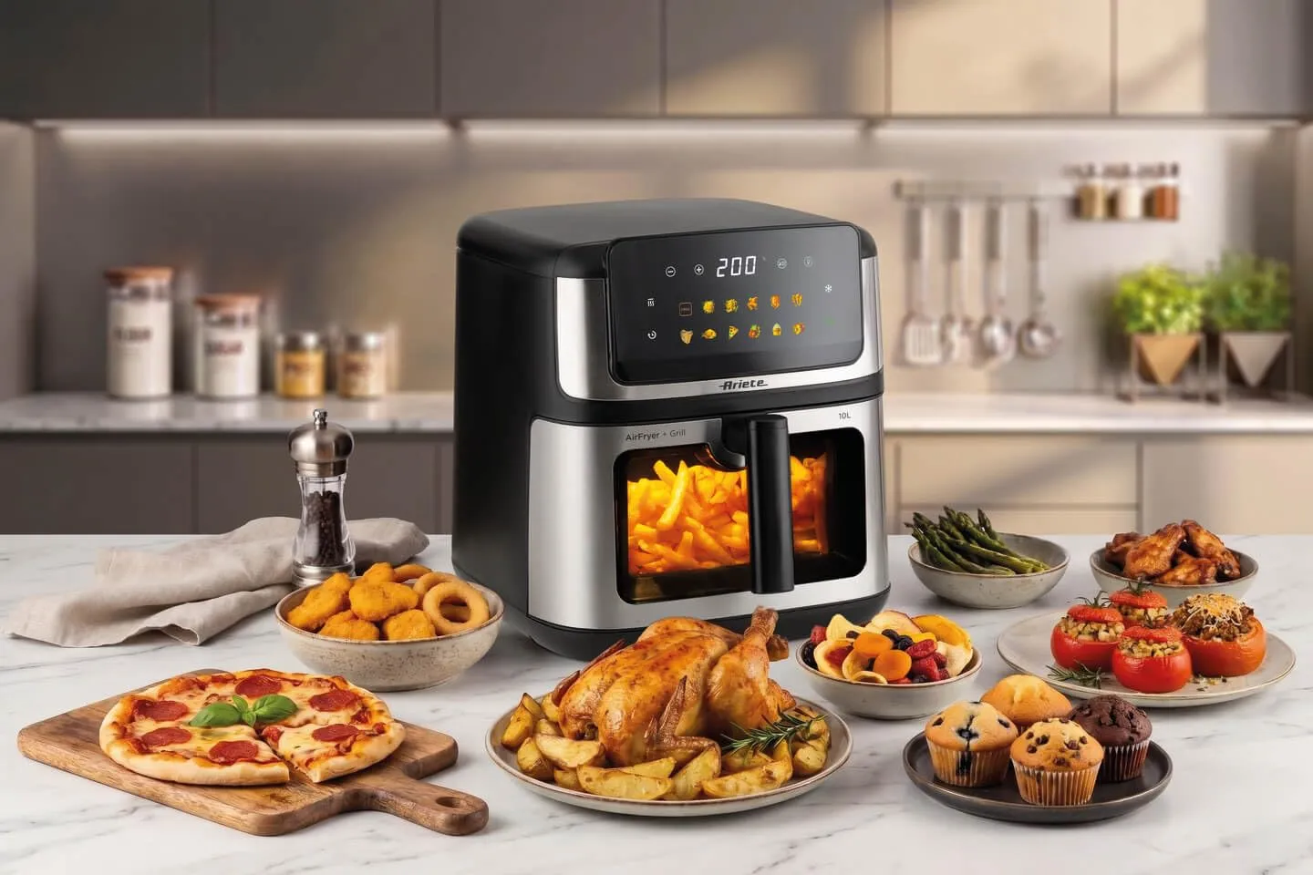 Ariete 4642 Air Fryer e Grill 10L Digital, Friggitrice ad Aria 2100W, Metal - immagine 9