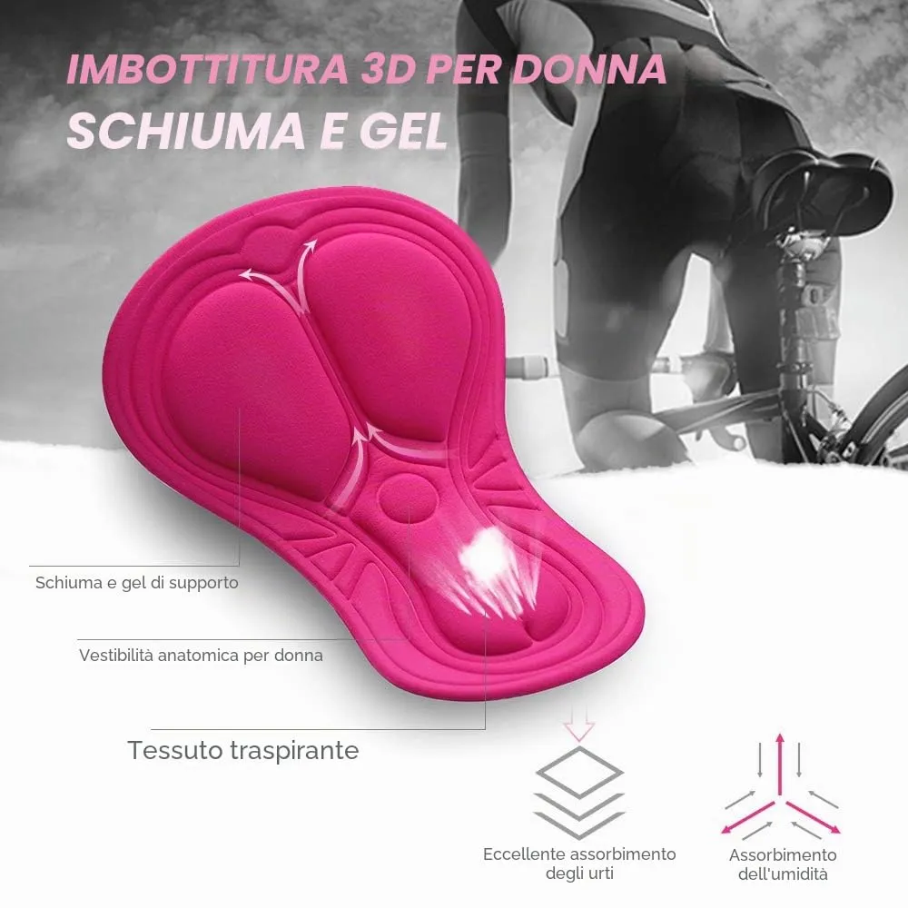 Lixada Pantaloncini Ciclismo Donna Gel 3D Imbottito Biancheria Intima Traspirante per Ciclismo Sport All'aperto, Stile 1, Nero, L - immagine 5