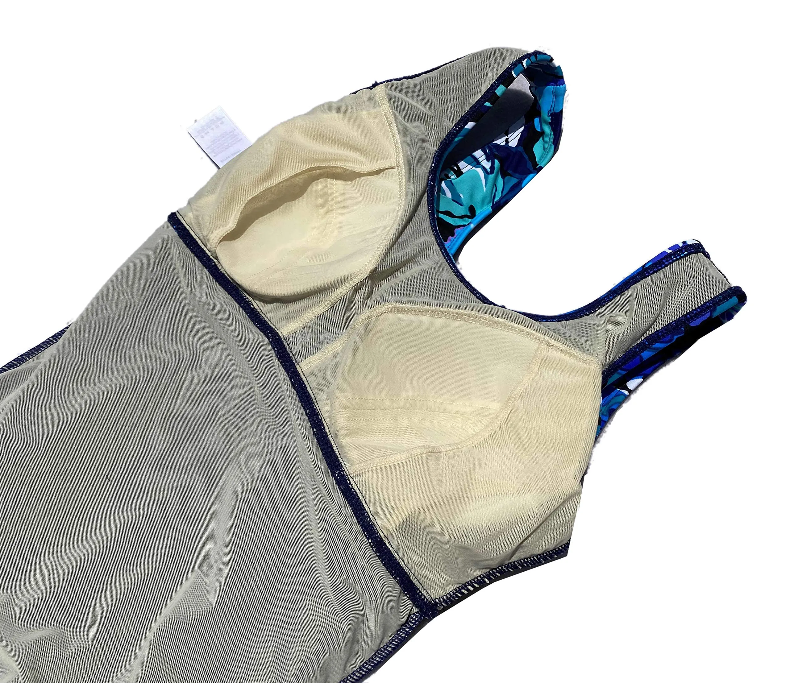 Costume da bagno tascabile mastectomia per silicone falso forma di cancro al seno donna swimwear958 (3XL, blu) - immagine 9