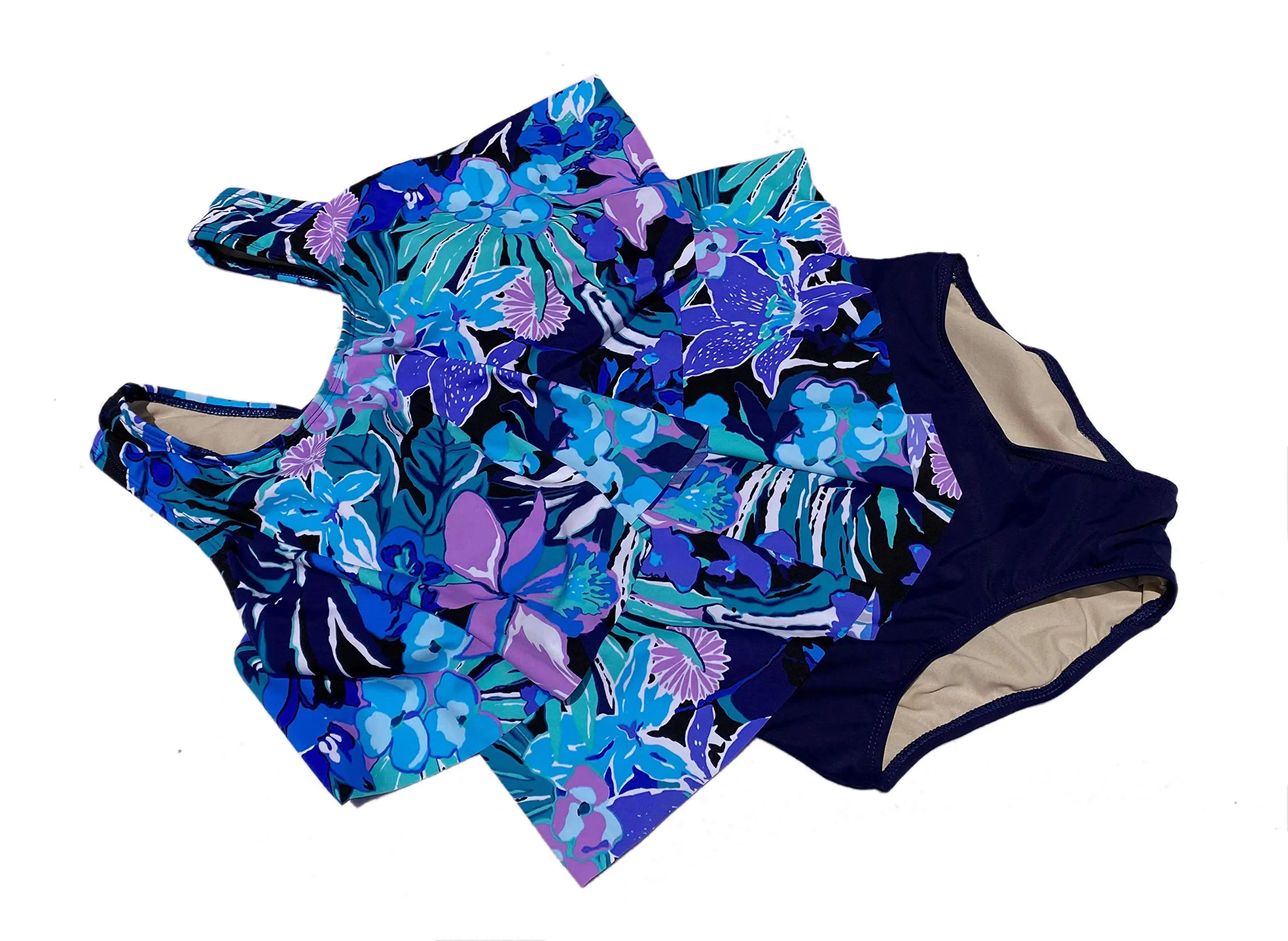 Costume da bagno tascabile Mastectomia per silicone falso forma di cancro al seno donna Swimwear958 (2XL, blu) - immagine 8