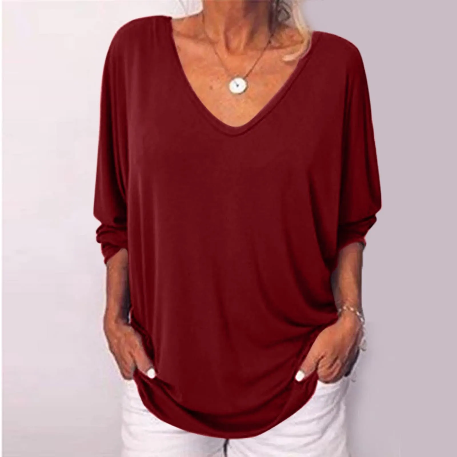 Uwdiohq Lightning Deals Today Top da Donna, Maniche A, Maniche A Tre Quarti, Abbottonatura, Camicie Larghe per Tutti I Giorni Pigiama Anziana Estiva T Shirt Donna Cotone Offerta - immagine 2