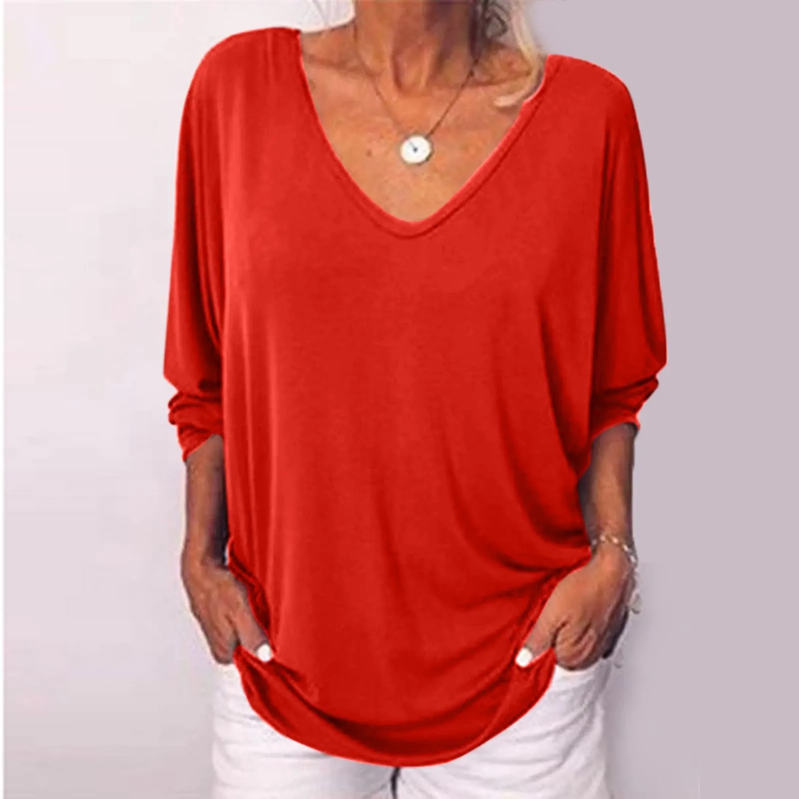 Uwdiohq Outlet Offerte Oggi Top da Donna, Maniche A, Maniche A Tre Quarti, Abbottonatura, Camicie Larghe per Tutti I Giorni Pigiama Anziana Estiva Miei Ordini Offerta - immagine 2