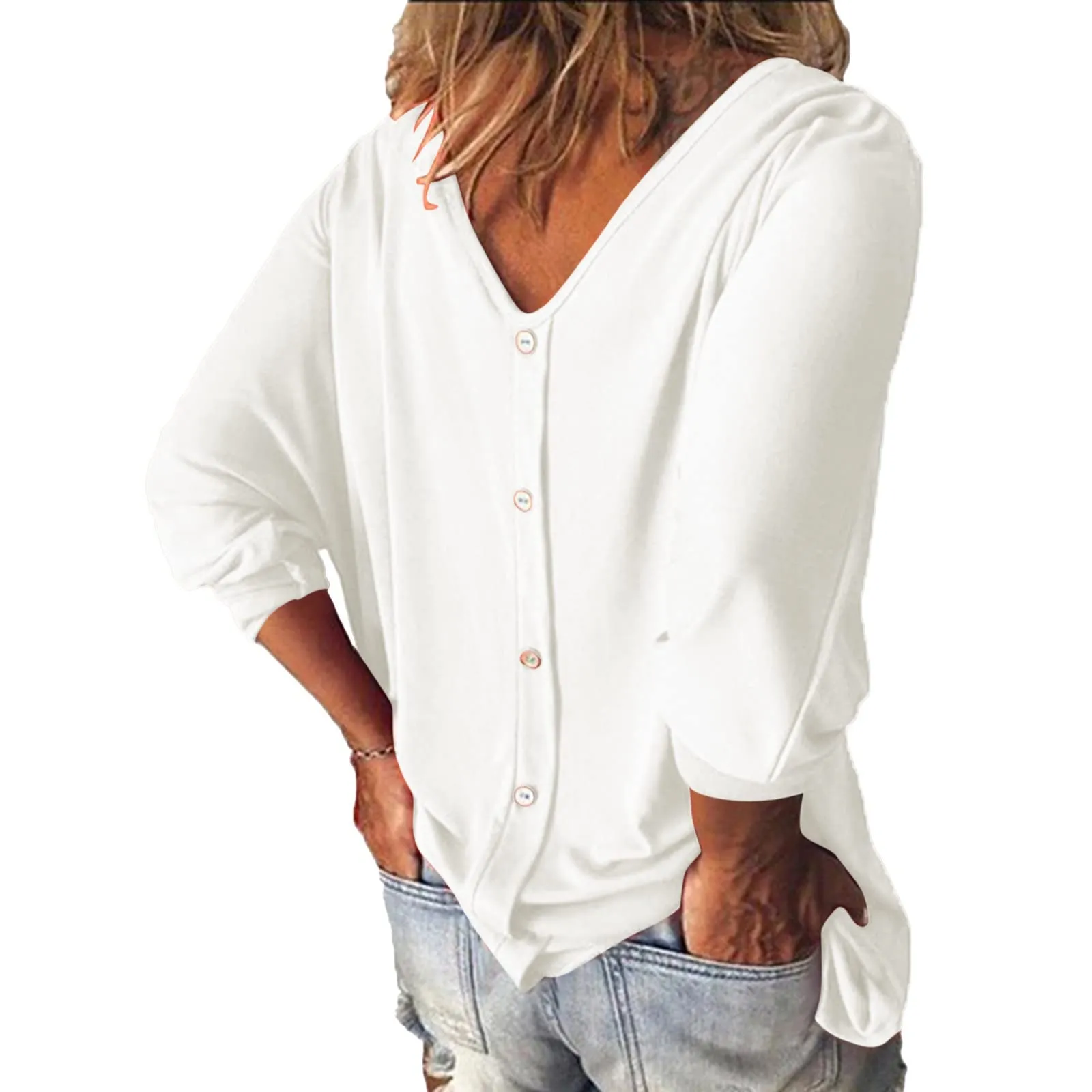 Uwdiohq Prime Big Deal Days October 10-11 Top da Donna, Maniche A, Maniche A Tre Quarti, Abbottonatura, Camicie Larghe per Tutti I Giorni Pigiama Anziana Estiva Mio Ordine in Offerta - immagine 1