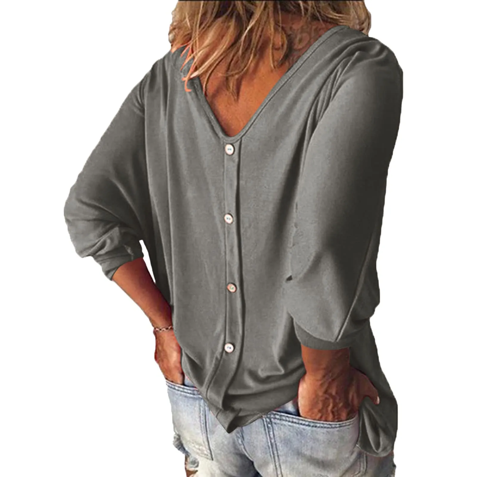 Uwdiohq Flash Deals of The Day Top da Donna, Maniche A, Maniche A Tre Quarti, Abbottonatura, Camicie Larghe per Tutti I Giorni Pigiama Anziana Estiva Special Deals - immagine 1