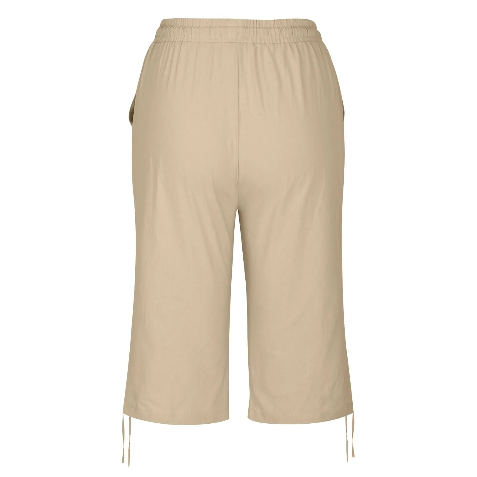 HEONSATI Pinocchietti Donna Estivi Eleganti Pinocchietti Cotone E Lino Estivi Eleganti Pantalone 7/8 Leggeri Casual Pantaloni Cropped di Lino Morbidi Bermuda Palazzo di Svago Baggy Taglie Forti - immagine 5