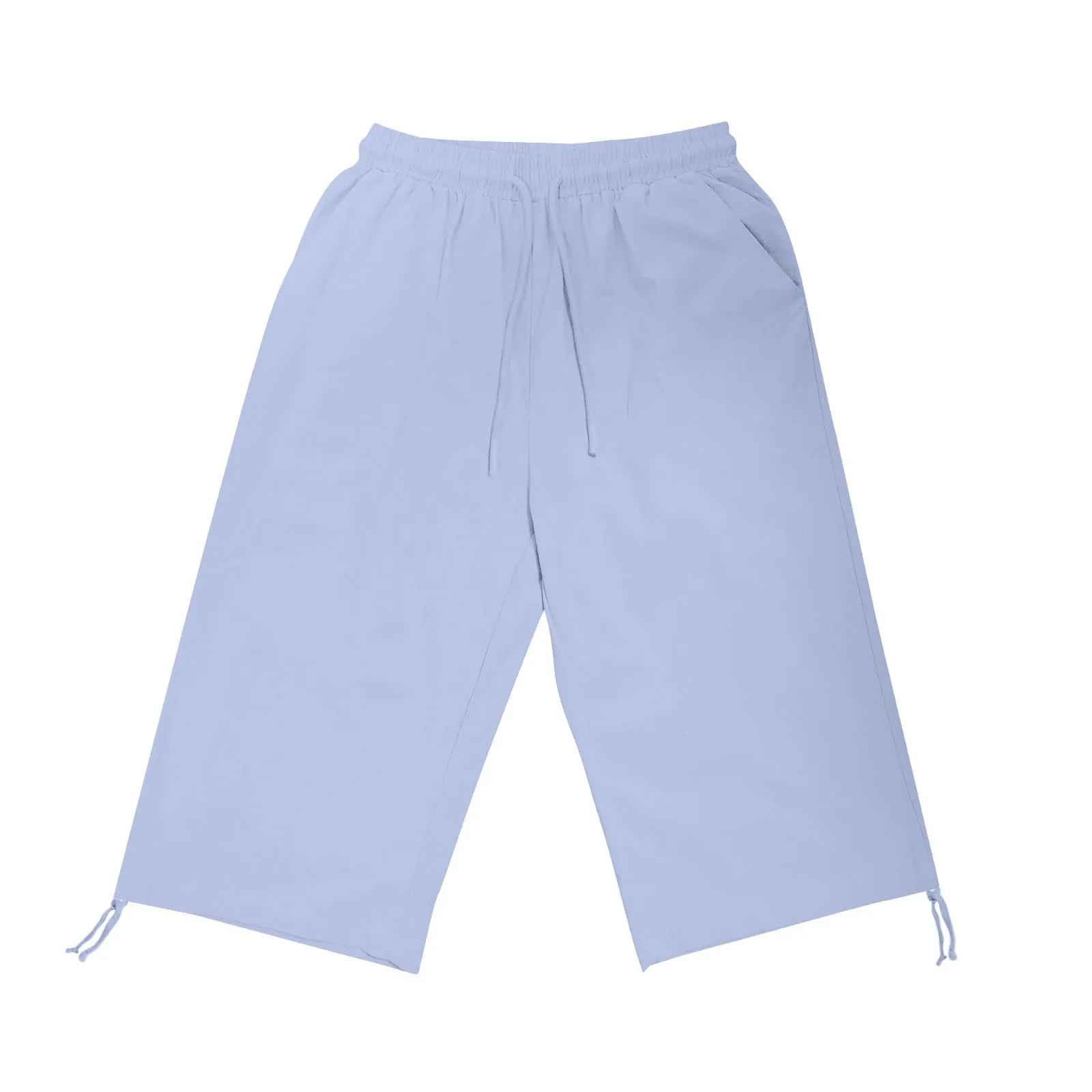 HEONSATI Pinocchietti Donna Estivi Eleganti Pinocchietti Cotone E Lino Estivi Eleganti Pantalone 7/8 Leggeri Casual Pantaloni Cropped di Lino Morbidi Bermuda Palazzo di Svago Baggy Taglie Forti - immagine 3
