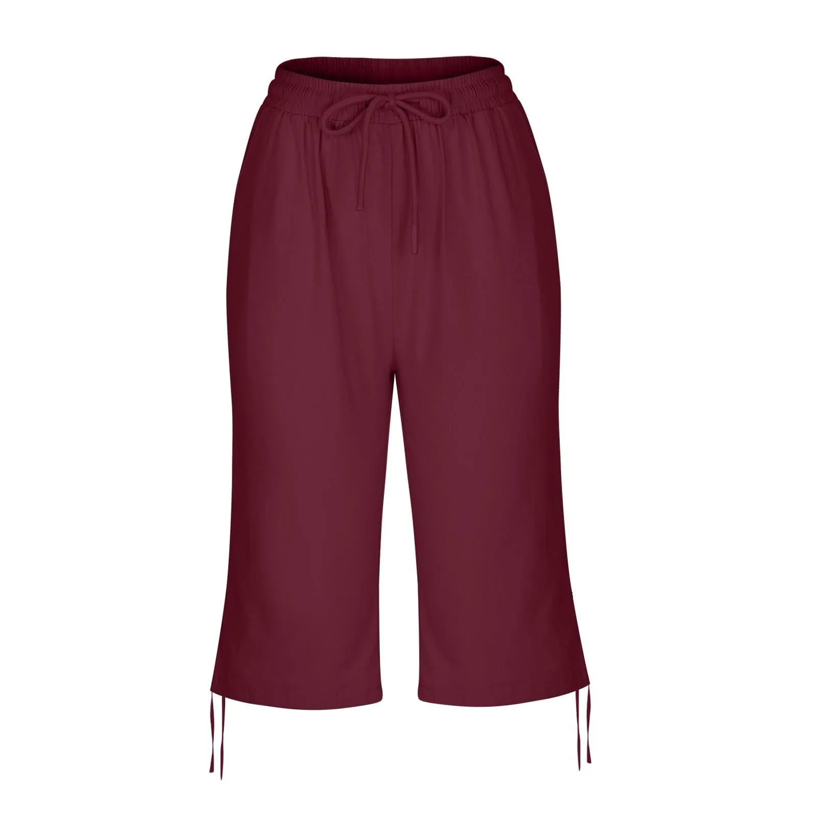 HEONSATI Pinocchietti Donna Estivi Eleganti Pinocchietti Cotone E Lino Estivi Eleganti Pantalone 7/8 Leggeri Casual Pantaloni Cropped di Lino Morbidi Bermuda Palazzo di Svago Baggy Taglie Forti - immagine 4