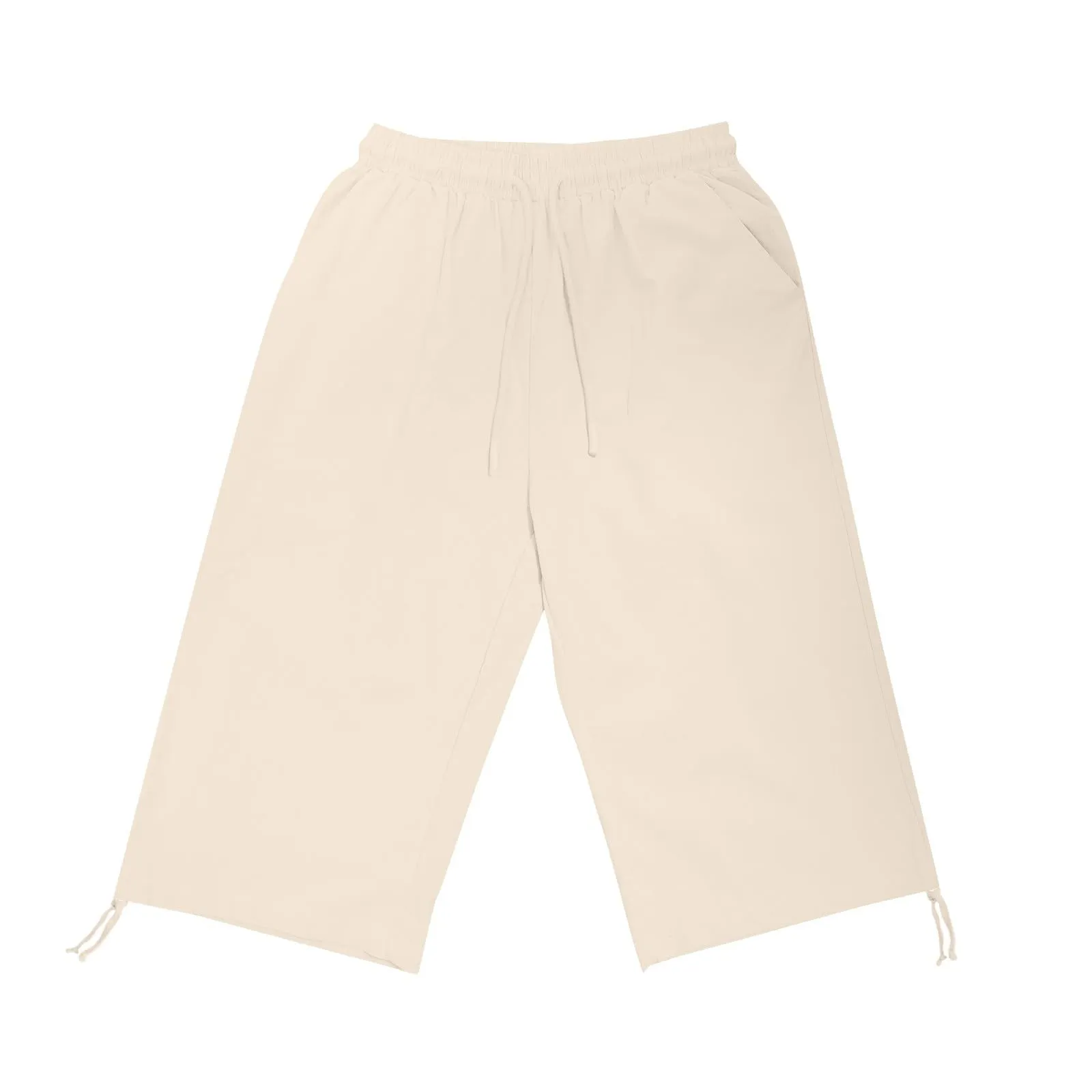 HEONSATI Pinocchietti Donna Estivi Eleganti Pinocchietti Cotone E Lino Estivi Eleganti Pantalone 7/8 Leggeri Casual Pantaloni Cropped di Lino Morbidi Bermuda Palazzo di Svago Baggy Taglie Forti - immagine 3