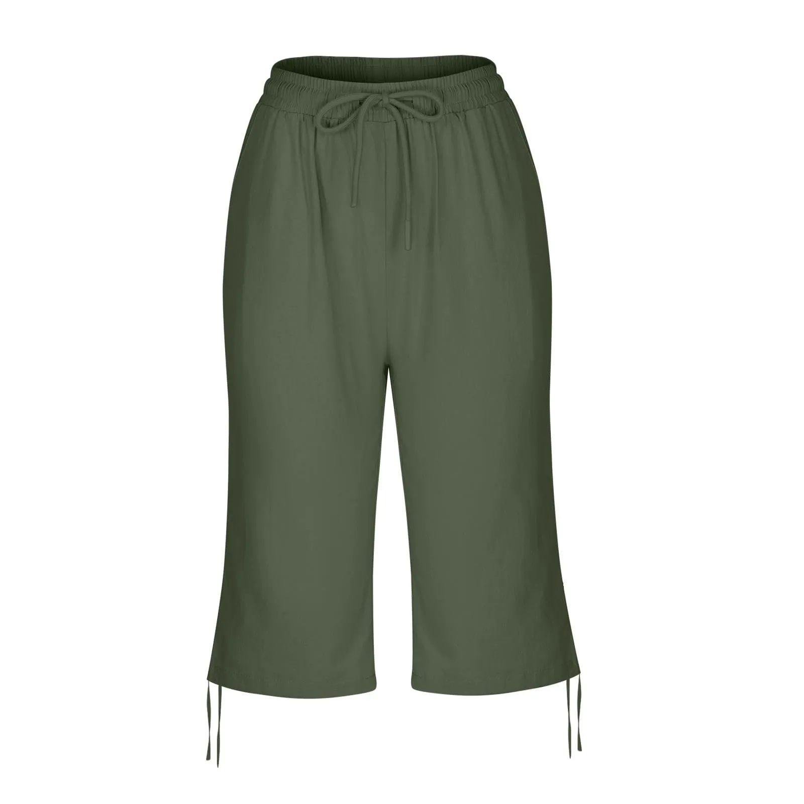 HEONSATI Pinocchietti Donna Estivi Eleganti Pinocchietti Cotone E Lino Estivi Eleganti Pantalone 7/8 Leggeri Casual Pantaloni Cropped di Lino Morbidi Bermuda Palazzo di Svago Baggy Taglie Forti - immagine 4