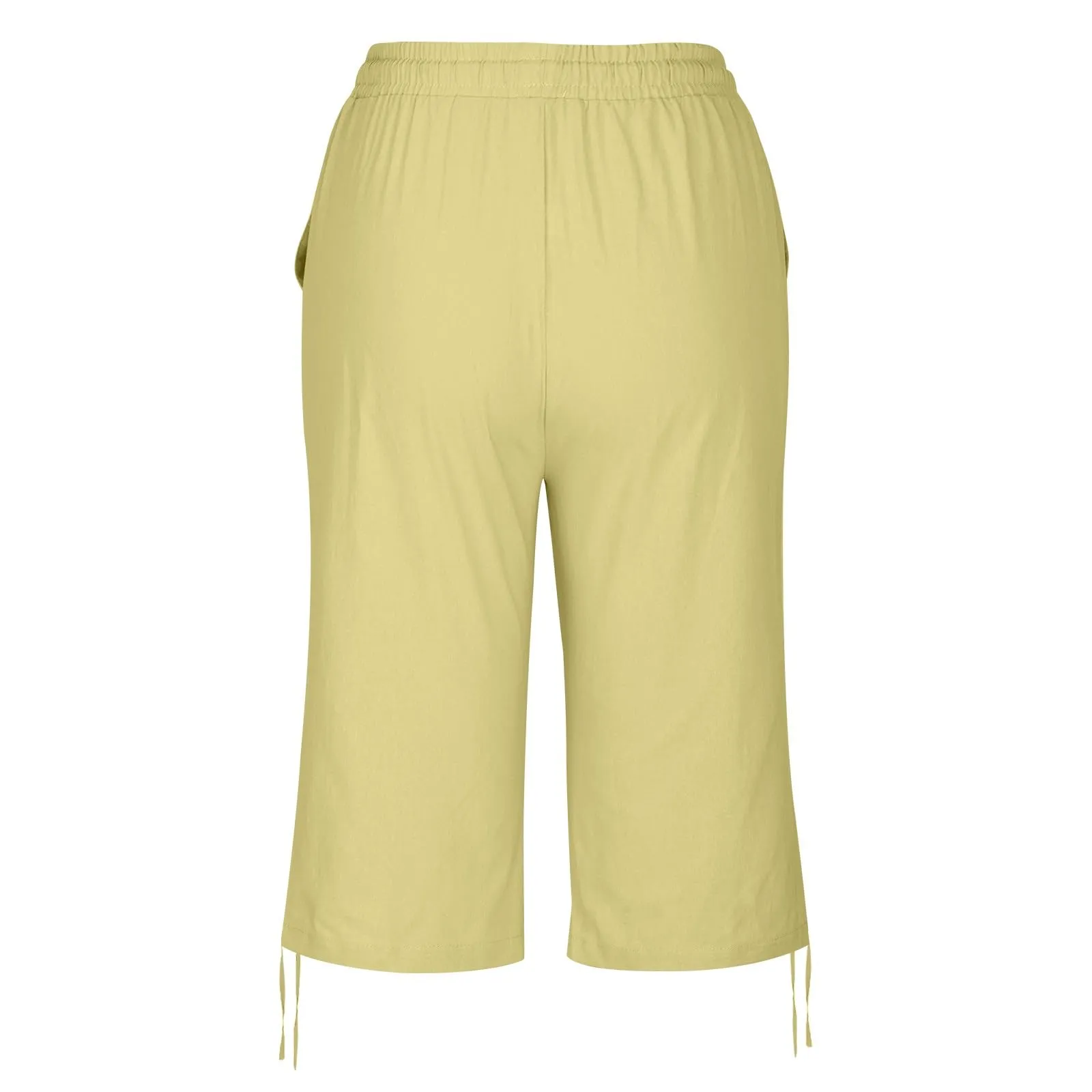HEONSATI Pinocchietti Donna Estivi Eleganti Pinocchietti Cotone E Lino Estivi Eleganti Pantalone 7/8 Leggeri Casual Pantaloni Cropped di Lino Morbidi Bermuda Palazzo di Svago Baggy Taglie Forti - immagine 5
