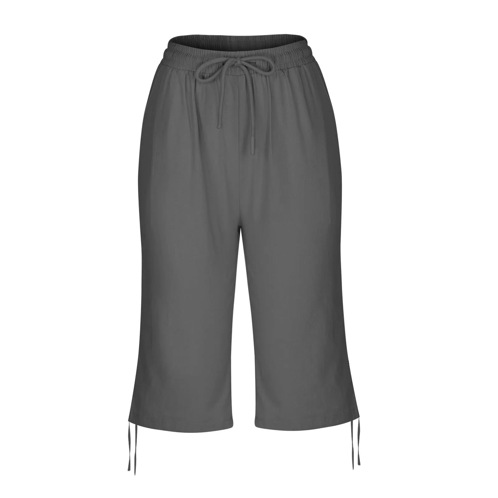 HEONSATI Pinocchietti Donna Estivi Eleganti Pinocchietti Cotone E Lino Estivi Eleganti Pantalone 7/8 Leggeri Casual Pantaloni Cropped di Lino Morbidi Bermuda Palazzo di Svago Baggy Taglie Forti - immagine 4