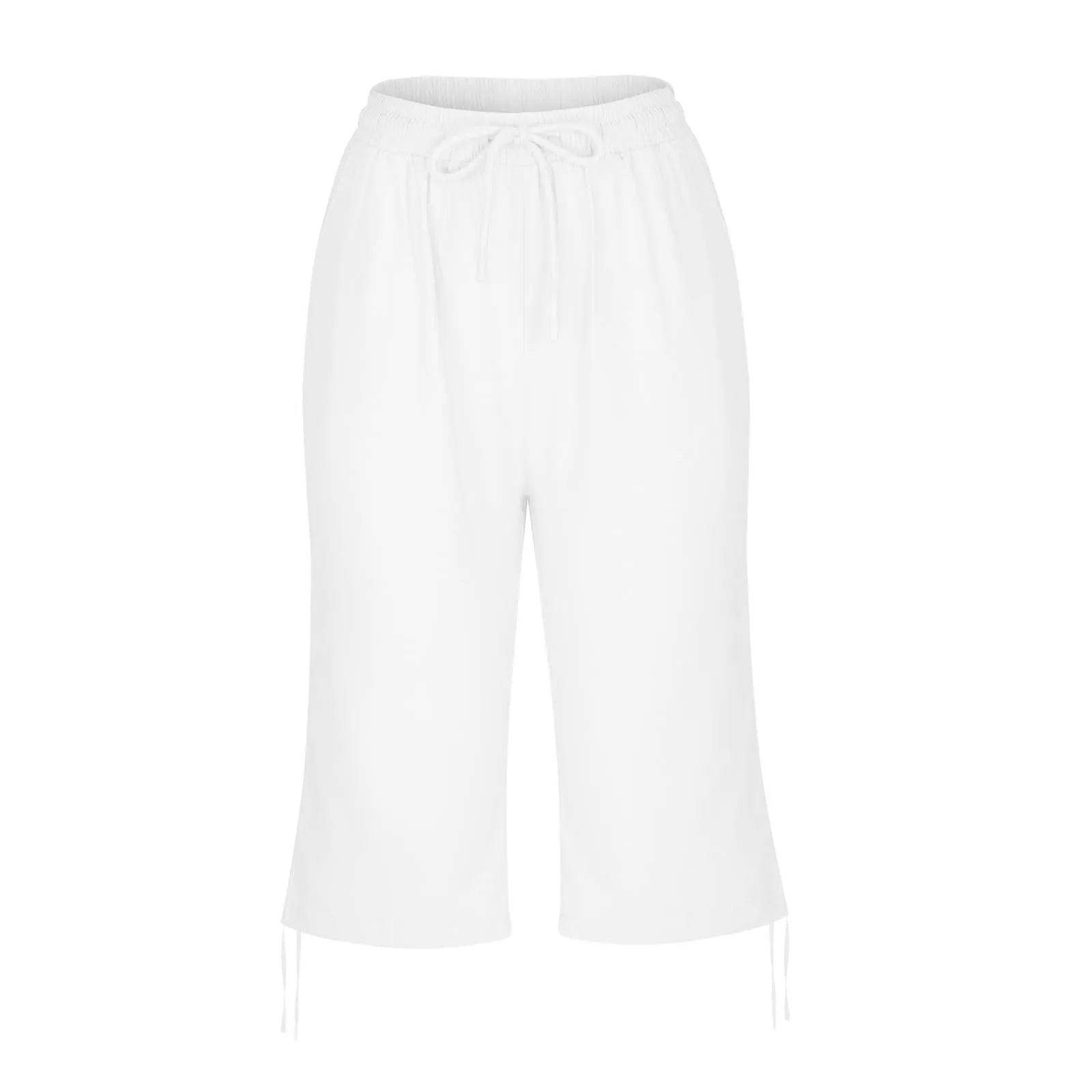 HEONSATI Pinocchietti Donna Estivi Eleganti Pinocchietti Cotone E Lino Estivi Eleganti Pantalone 7/8 Leggeri Casual Pantaloni Cropped di Lino Morbidi Bermuda Palazzo di Svago Baggy Taglie Forti - immagine 4