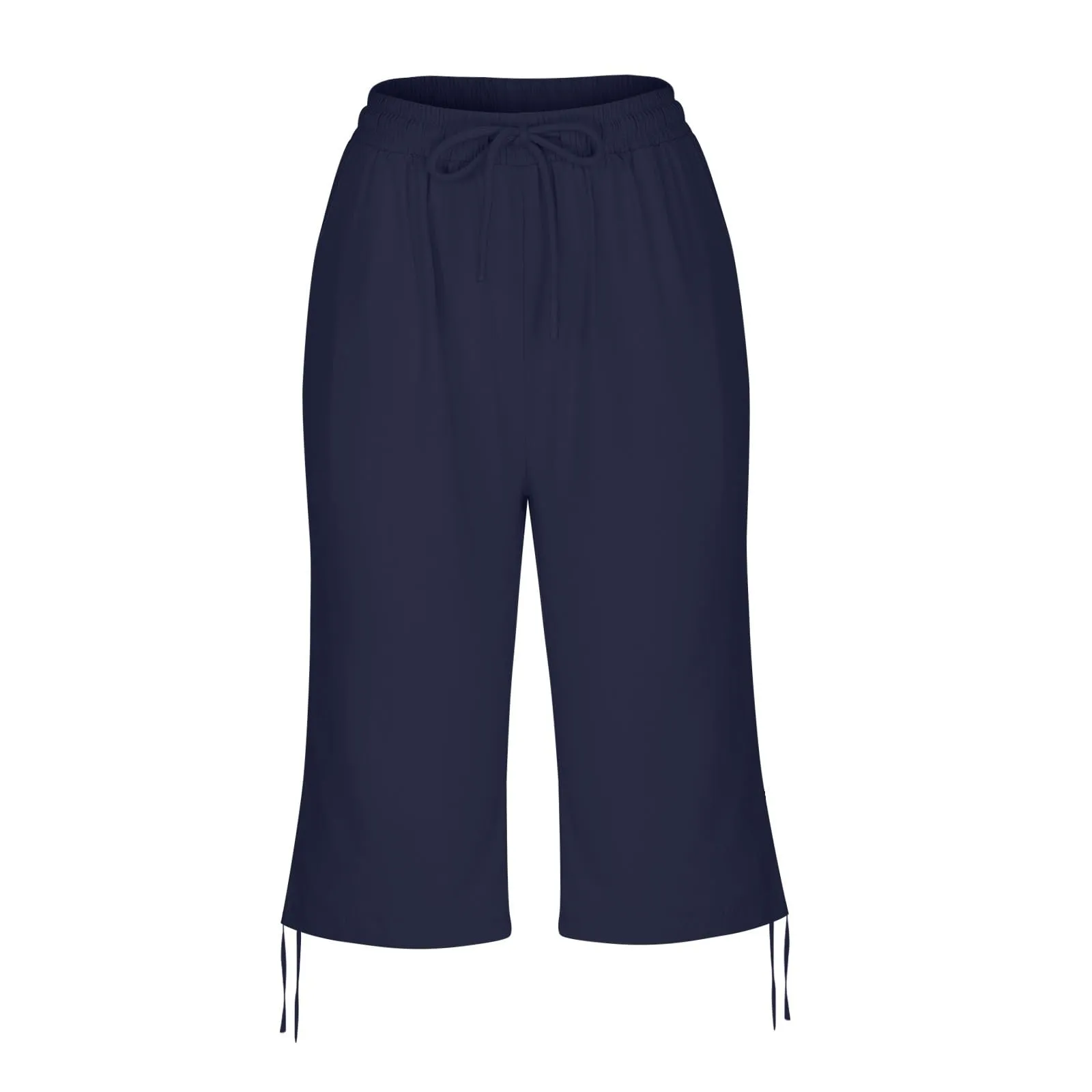HEONSATI Pinocchietti Donna Estivi Eleganti Pinocchietti Cotone E Lino Estivi Eleganti Pantalone 7/8 Leggeri Casual Pantaloni Cropped di Lino Morbidi Bermuda Palazzo di Svago Baggy Taglie Forti - immagine 4