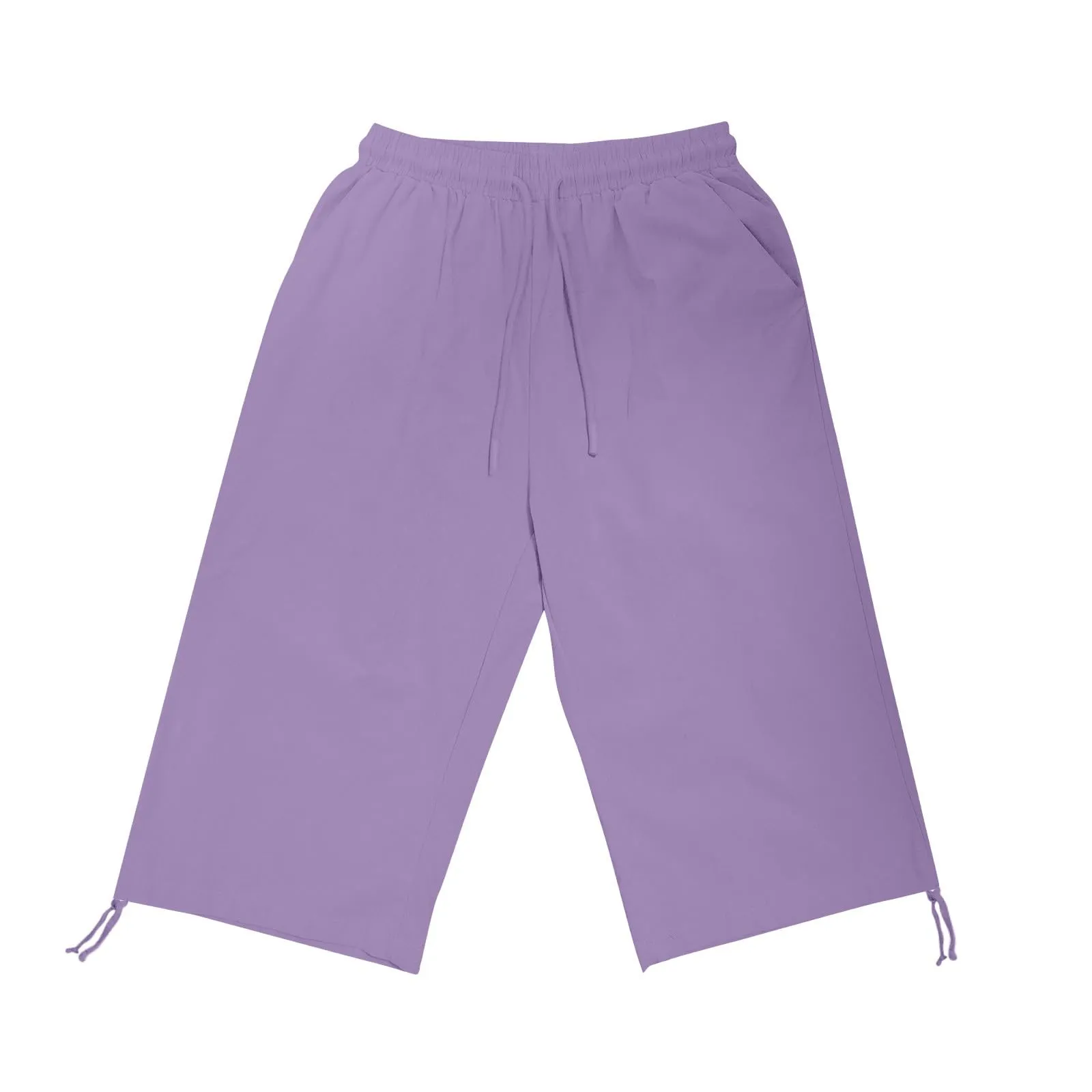 HEONSATI Pinocchietti Donna Estivi Eleganti Pinocchietti Cotone E Lino Estivi Eleganti Pantalone 7/8 Leggeri Casual Pantaloni Cropped di Lino Morbidi Bermuda Palazzo di Svago Baggy Taglie Forti - immagine 3