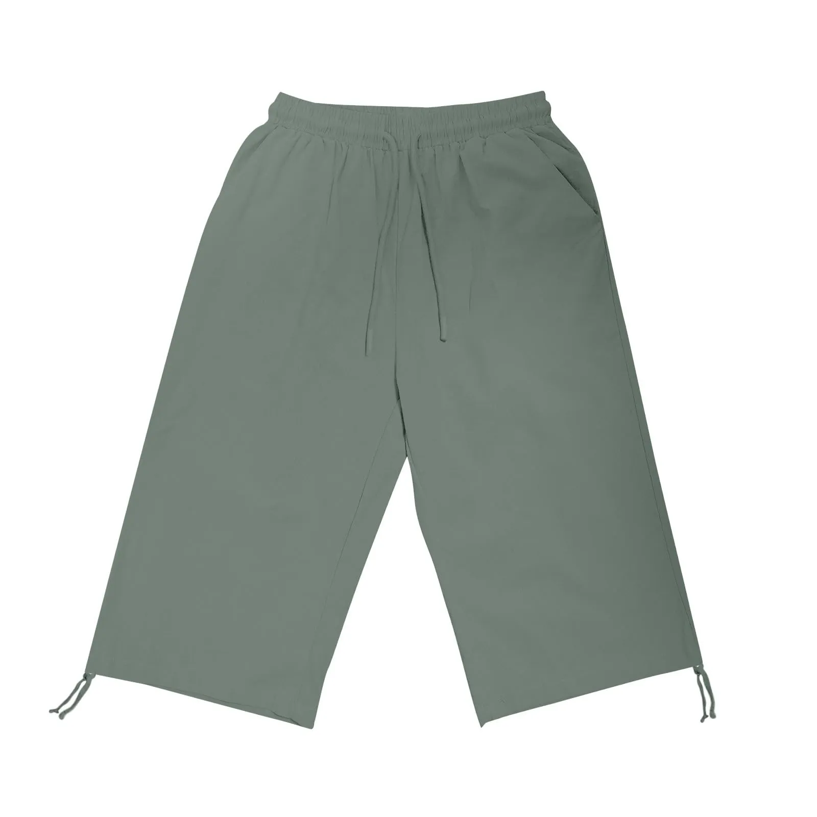 HEONSATI Pinocchietti Donna Estivi Eleganti Pinocchietti Cotone E Lino Estivi Eleganti Pantalone 7/8 Leggeri Casual Pantaloni Cropped di Lino Morbidi Bermuda Palazzo di Svago Baggy Taglie Forti - immagine 3