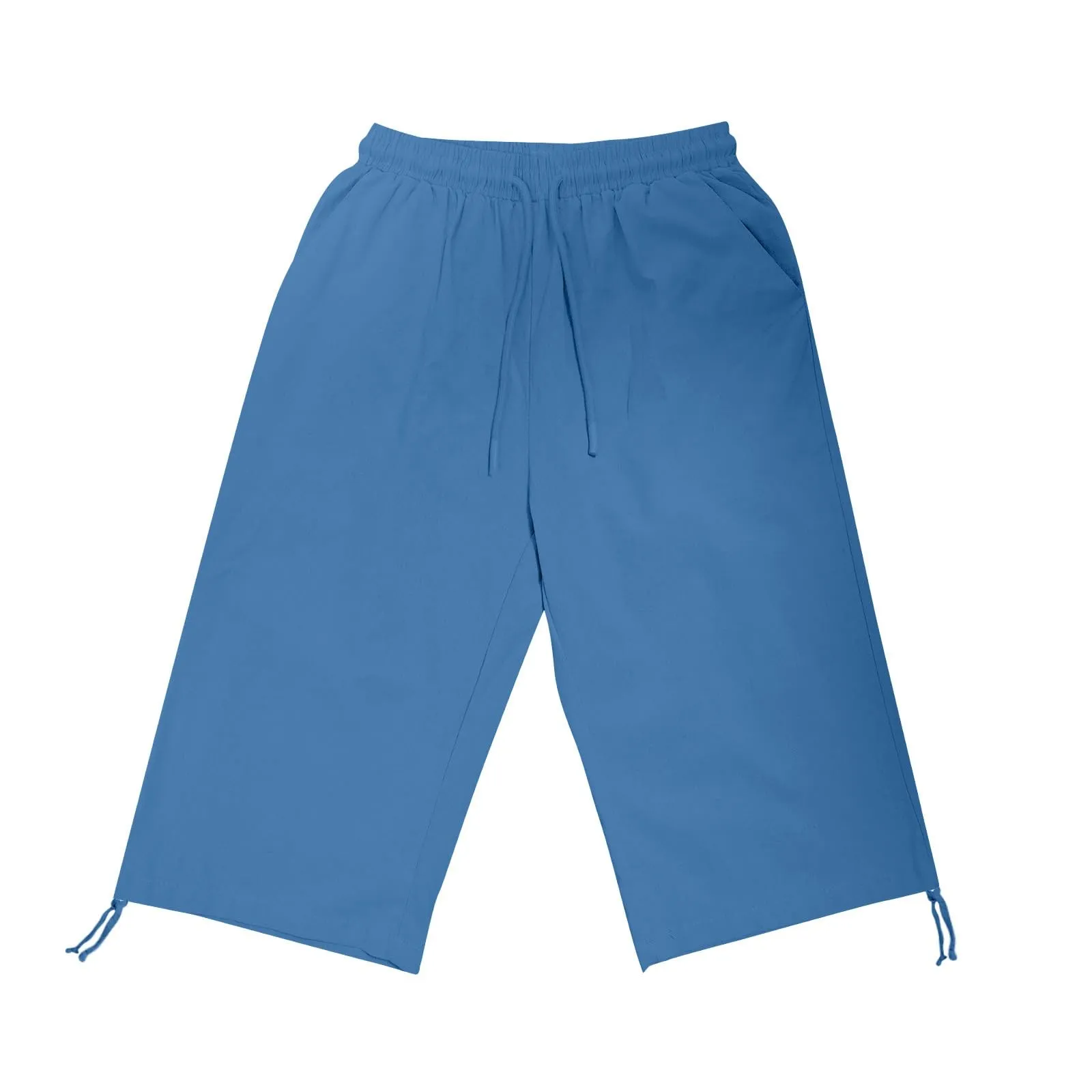 HEONSATI Pinocchietti Donna Estivi Eleganti Pinocchietti Cotone E Lino Estivi Eleganti Pantalone 7/8 Leggeri Casual Pantaloni Cropped di Lino Morbidi Bermuda Palazzo di Svago Baggy Taglie Forti - immagine 3