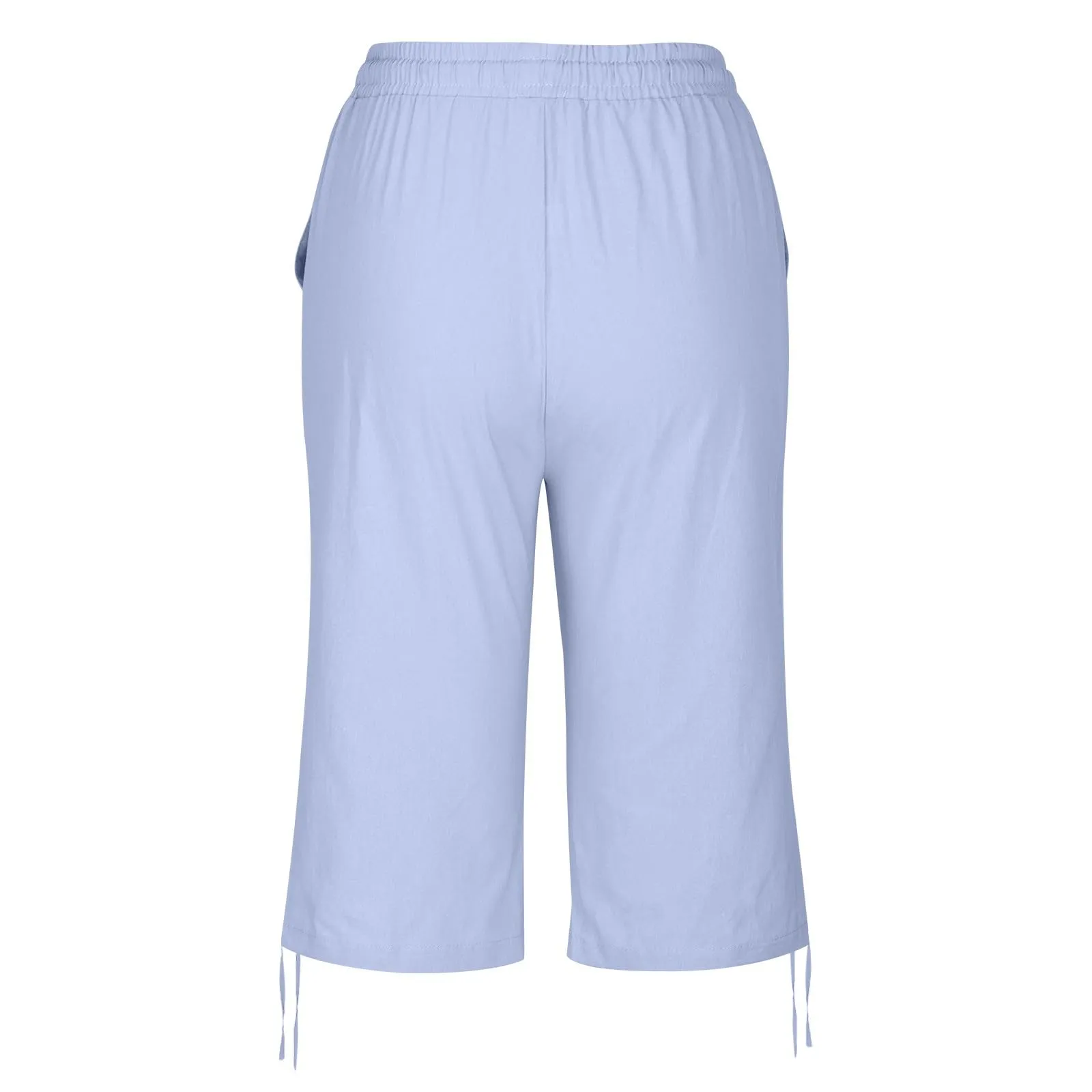 HEONSATI Pinocchietti Donna Estivi Eleganti Pinocchietti Cotone E Lino Estivi Eleganti Pantalone 7/8 Leggeri Casual Pantaloni Cropped di Lino Morbidi Bermuda Palazzo di Svago Baggy Taglie Forti - immagine 5