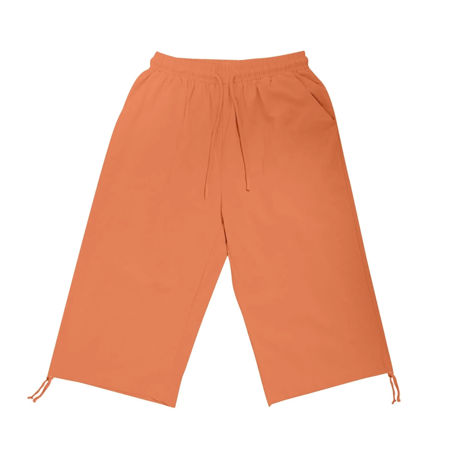 HEONSATI Pinocchietti Donna Estivi Eleganti Pinocchietti Cotone E Lino Estivi Eleganti Pantalone 7/8 Leggeri Casual Pantaloni Cropped di Lino Morbidi Bermuda Palazzo di Svago Baggy Taglie Forti - immagine 3