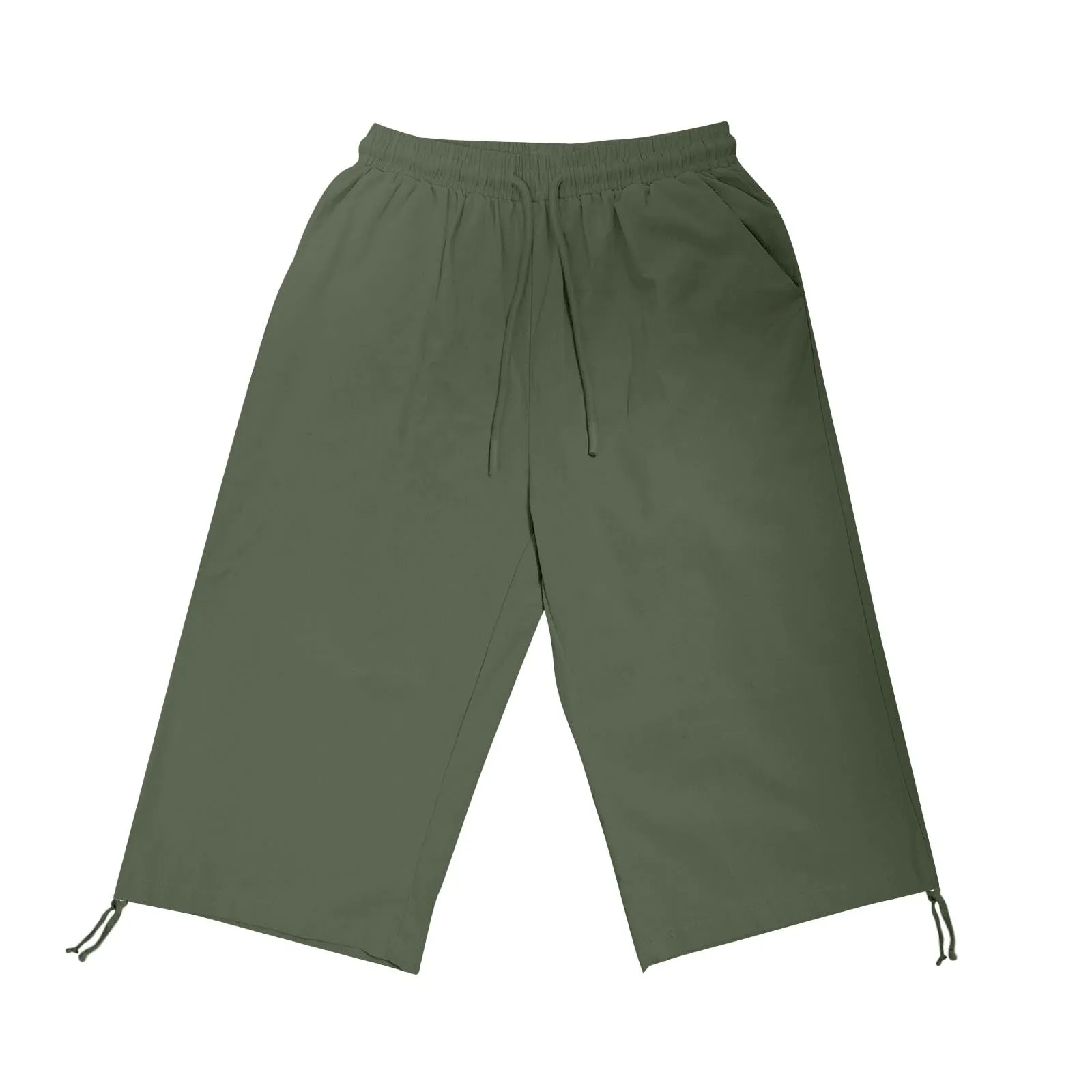 HEONSATI Pinocchietti Donna Estivi Eleganti Pinocchietti Cotone E Lino Estivi Eleganti Pantalone 7/8 Leggeri Casual Pantaloni Cropped di Lino Morbidi Bermuda Palazzo di Svago Baggy Taglie Forti - immagine 3