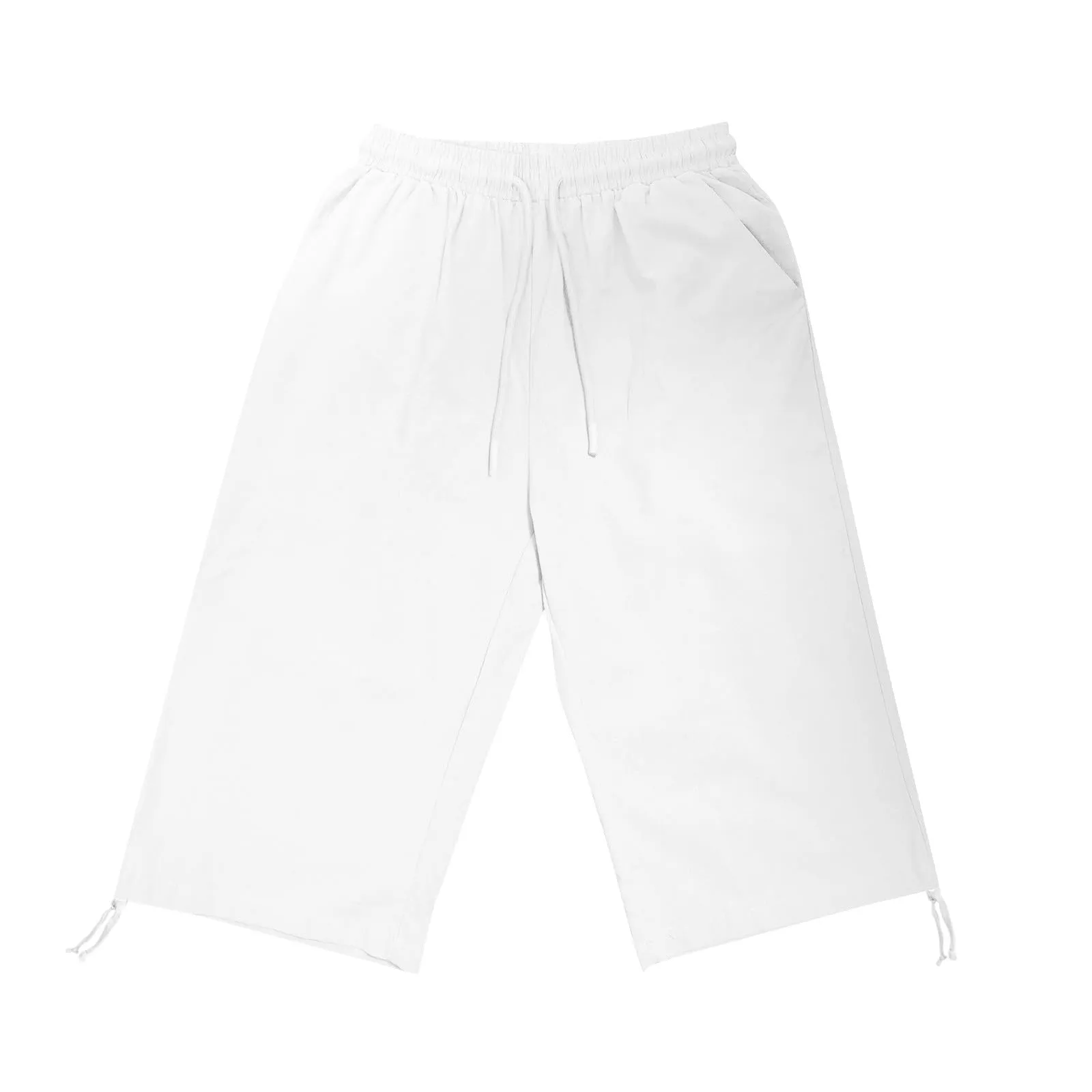 HEONSATI Pinocchietti Donna Estivi Eleganti Pinocchietti Cotone E Lino Estivi Eleganti Pantalone 7/8 Leggeri Casual Pantaloni Cropped di Lino Morbidi Bermuda Palazzo di Svago Baggy Taglie Forti - immagine 3