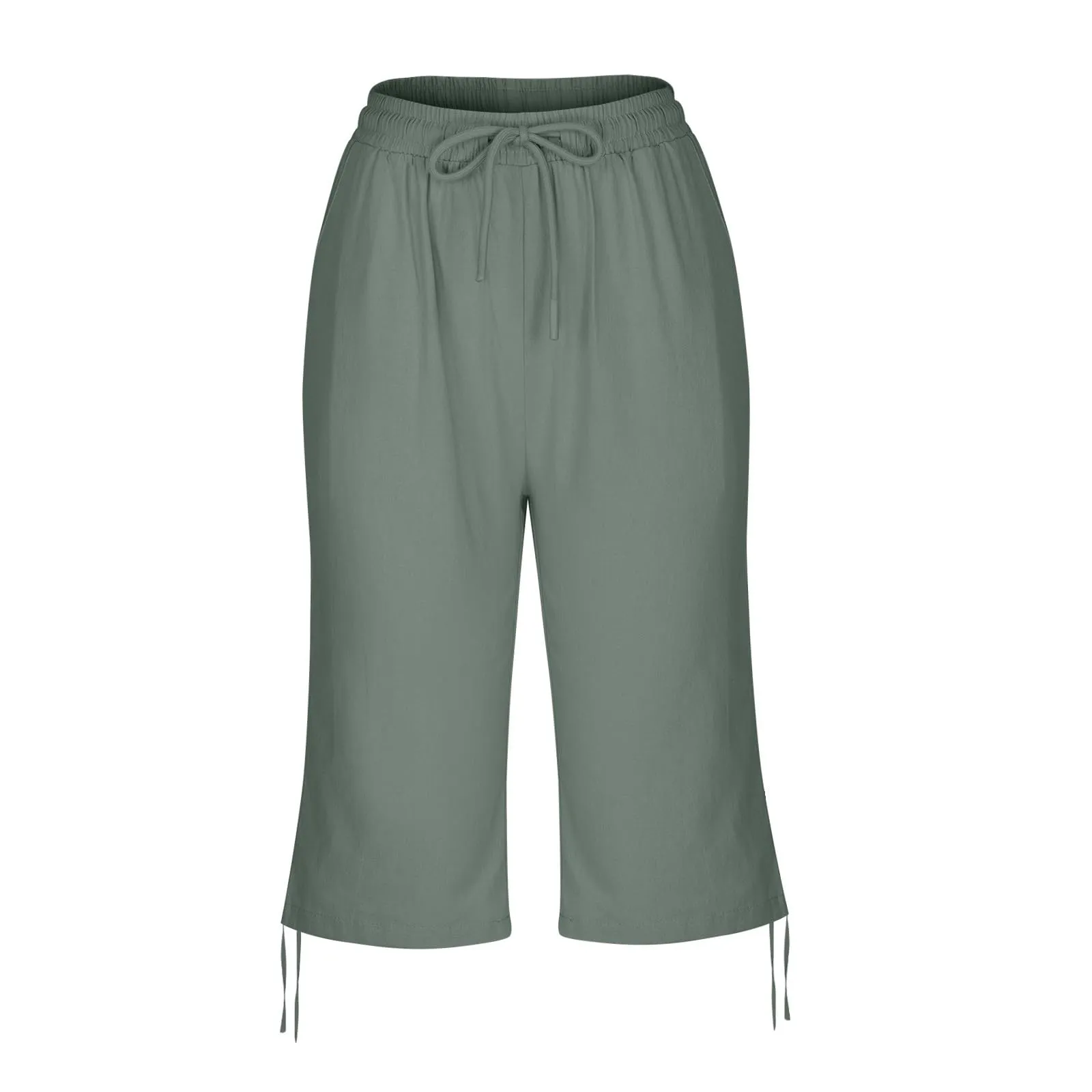 HEONSATI Pinocchietti Donna Estivi Eleganti Pinocchietti Cotone E Lino Estivi Eleganti Pantalone 7/8 Leggeri Casual Pantaloni Cropped di Lino Morbidi Bermuda Palazzo di Svago Baggy Taglie Forti - immagine 4