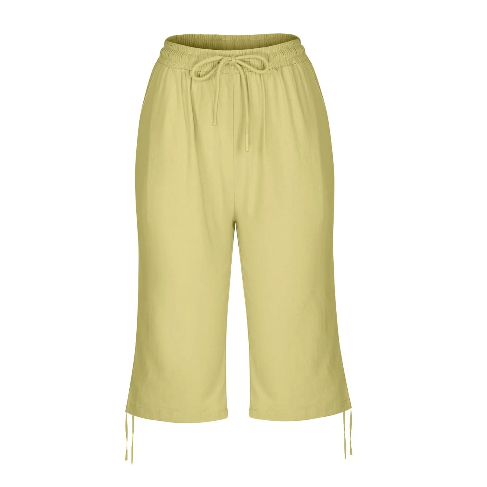 HEONSATI Pinocchietti Donna Estivi Eleganti Pinocchietti Cotone E Lino Estivi Eleganti Pantalone 7/8 Leggeri Casual Pantaloni Cropped di Lino Morbidi Bermuda Palazzo di Svago Baggy Taglie Forti - immagine 4