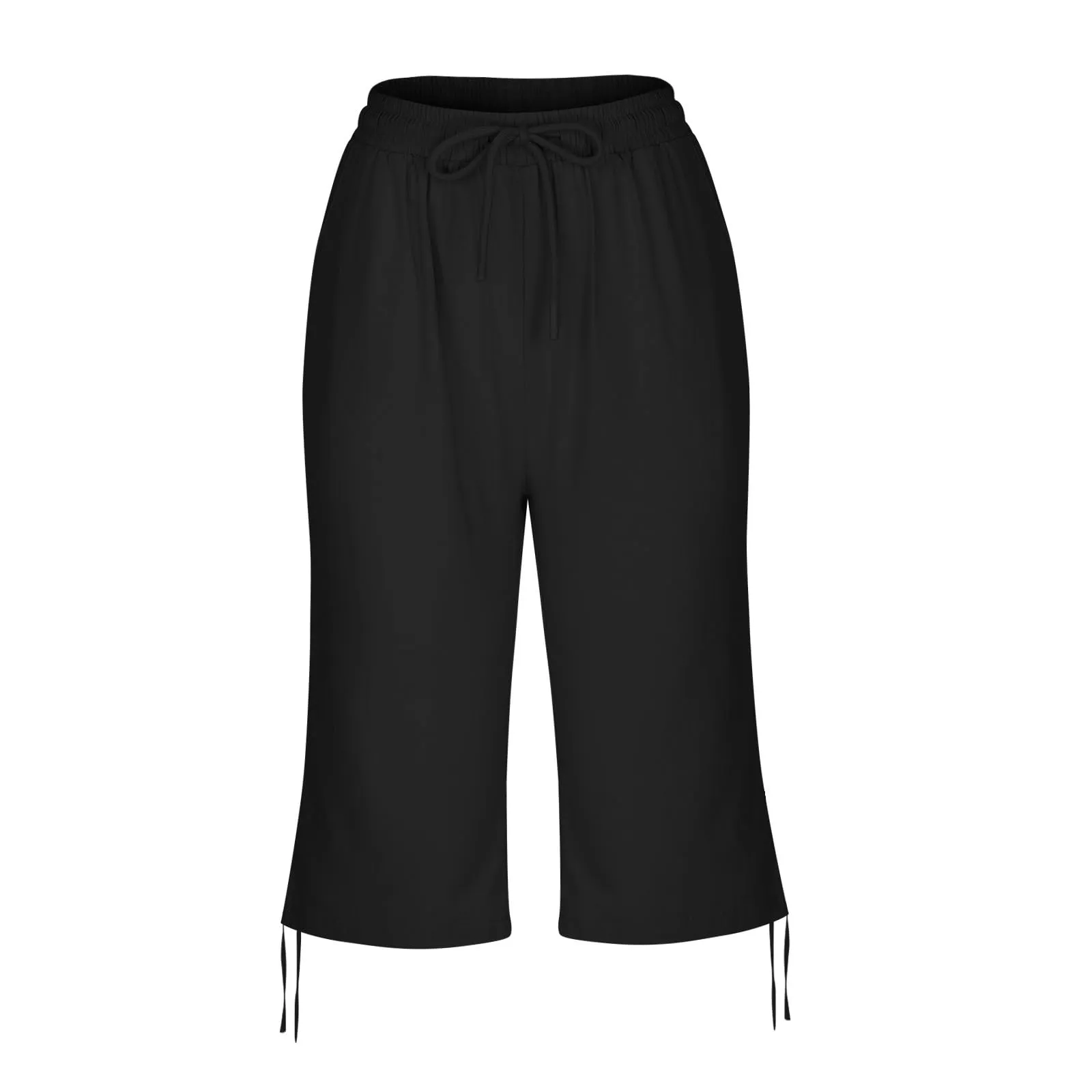 HEONSATI Pinocchietti Donna Estivi Eleganti Pinocchietti Cotone E Lino Estivi Eleganti Pantalone 7/8 Leggeri Casual Pantaloni Cropped di Lino Morbidi Bermuda Palazzo di Svago Baggy Taglie Forti - immagine 4