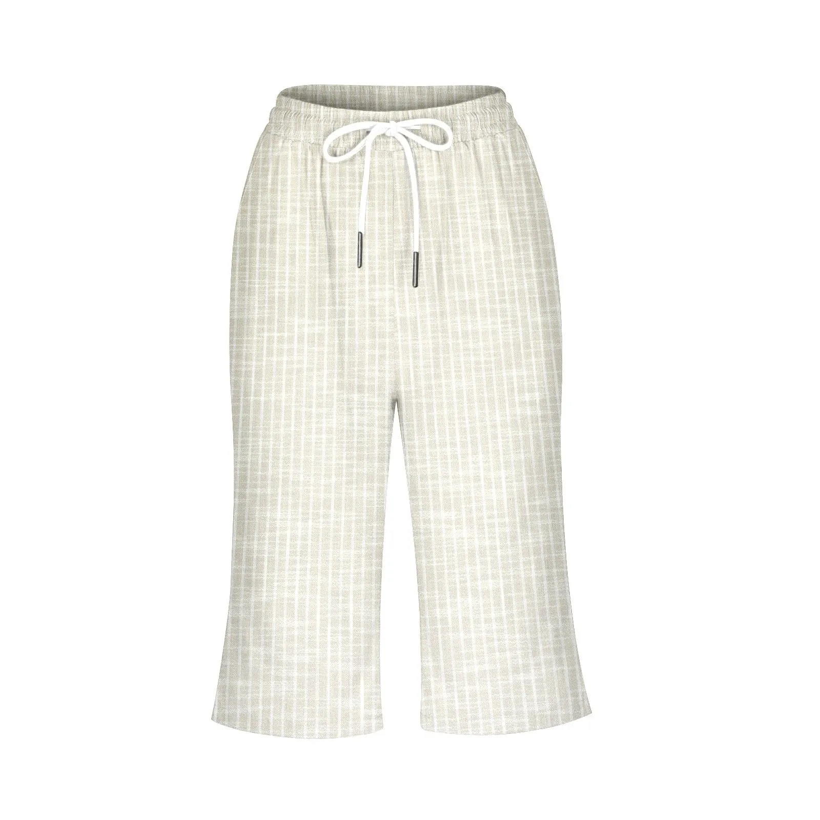 HEONSATI Pinocchietto Taglie Forti Donna Pantalone Eleganti Casual Sportivi Bermuda Capri Cotone E Lino Leggeri Pantaloni 3/4 in Cotone Taglie Forti Pinocchietti Palazzo Larghi Spiaggia Baggy - immagine 4