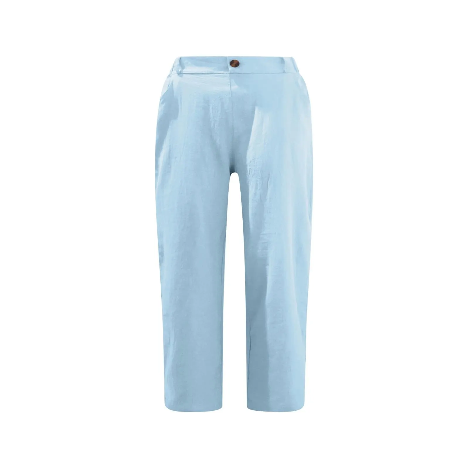 HEONSATI Pinocchietto Estivo Donna Bermuda Estivi Eleganti Casual Pantaloni 3/4 da Donna Leggeri Pinocchietti Capri di Lino Sciolto Pantalone al Ginocchio Larghi Shorts Sportivi Coulisse Regolabile - immagine 3
