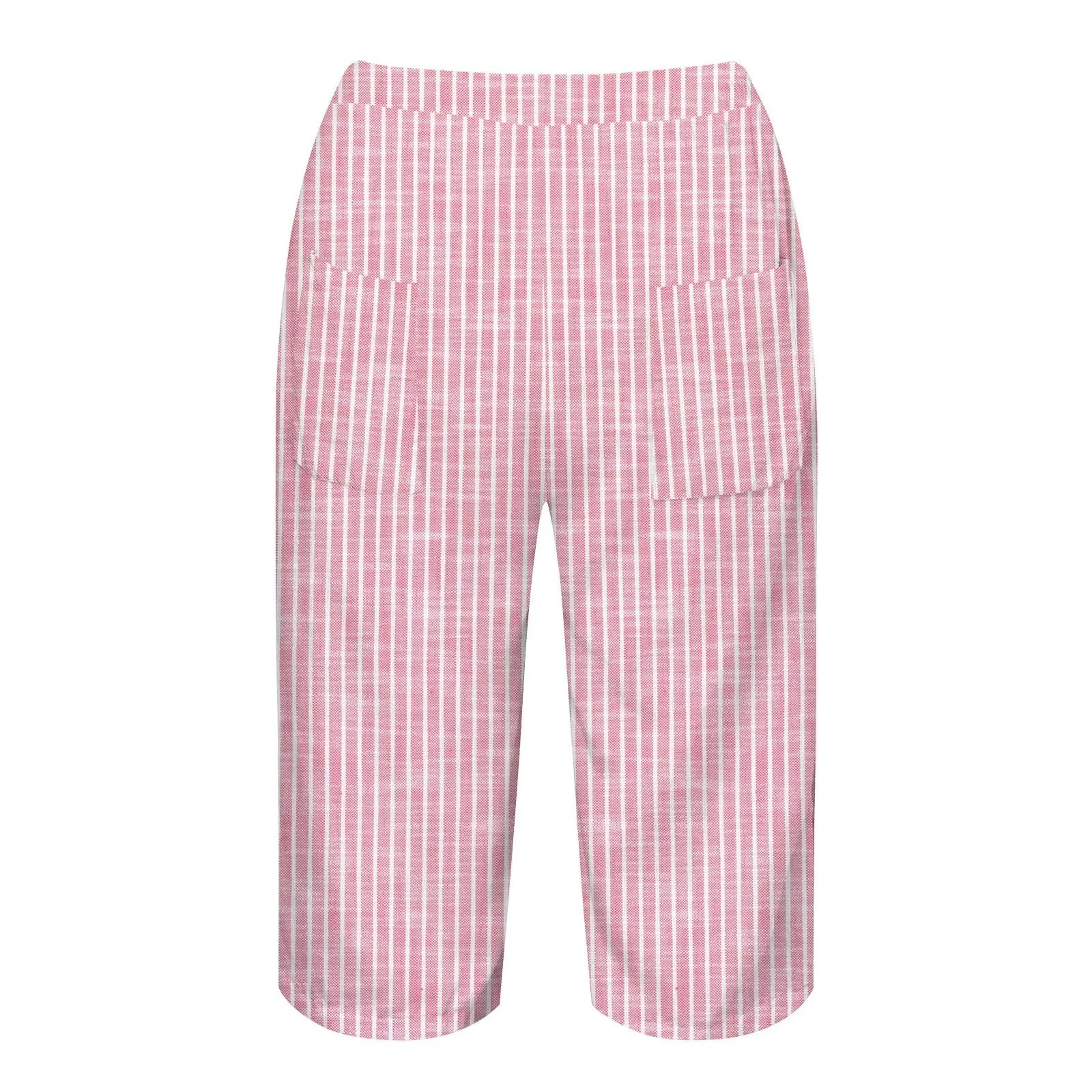 HEONSATI Pinocchietto Taglie Forti Donna Pantalone Eleganti Casual Sportivi Bermuda Capri Cotone E Lino Leggeri Pantaloni 3/4 in Cotone Taglie Forti Pinocchietti Palazzo Larghi Spiaggia Baggy - immagine 5
