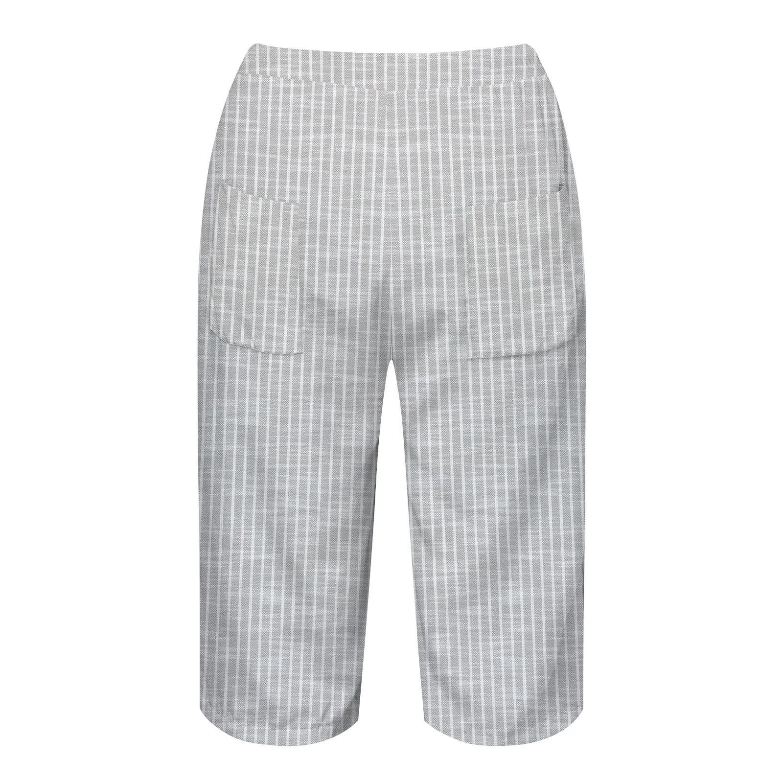 HEONSATI Pinocchietto Taglie Forti Donna Pantalone Eleganti Casual Sportivi Bermuda Capri Cotone E Lino Leggeri Pantaloni 3/4 in Cotone Taglie Forti Pinocchietti Palazzo Larghi Spiaggia Baggy - immagine 5