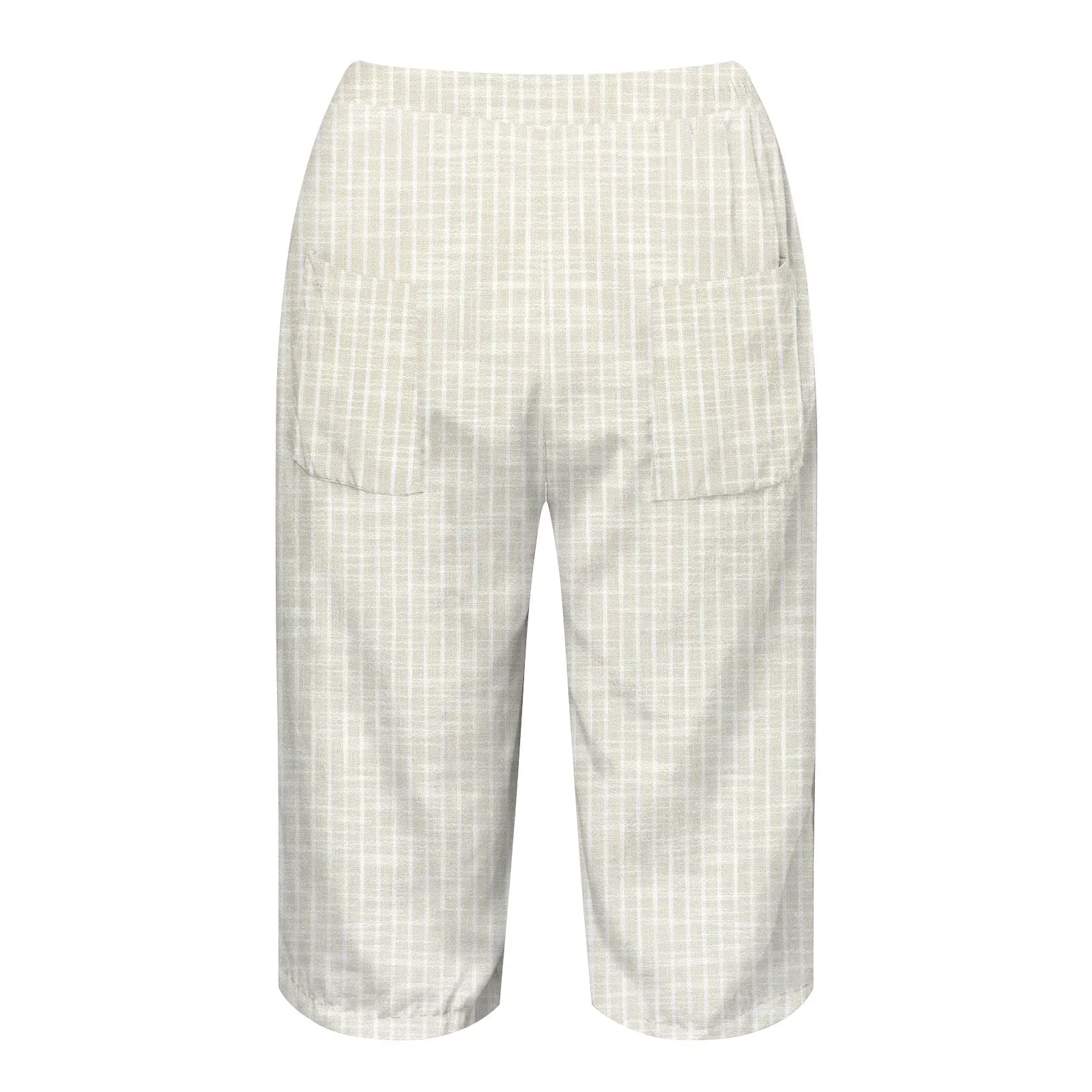 HEONSATI Pinocchietto Taglie Forti Donna Pantalone Eleganti Casual Sportivi Bermuda Capri Cotone E Lino Leggeri Pantaloni 3/4 in Cotone Taglie Forti Pinocchietti Palazzo Larghi Spiaggia Baggy - immagine 5
