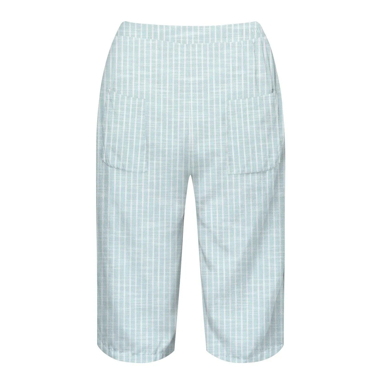 HEONSATI Pinocchietto Taglie Forti Donna Pantalone Eleganti Casual Sportivi Bermuda Capri Cotone E Lino Leggeri Pantaloni 3/4 in Cotone Taglie Forti Pinocchietti Palazzo Larghi Spiaggia Baggy - immagine 5