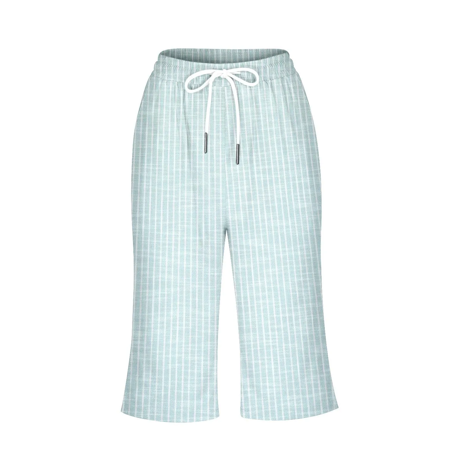 HEONSATI Pinocchietto Taglie Forti Donna Pantalone Eleganti Casual Sportivi Bermuda Capri Cotone E Lino Leggeri Pantaloni 3/4 in Cotone Taglie Forti Pinocchietti Palazzo Larghi Spiaggia Baggy - immagine 4
