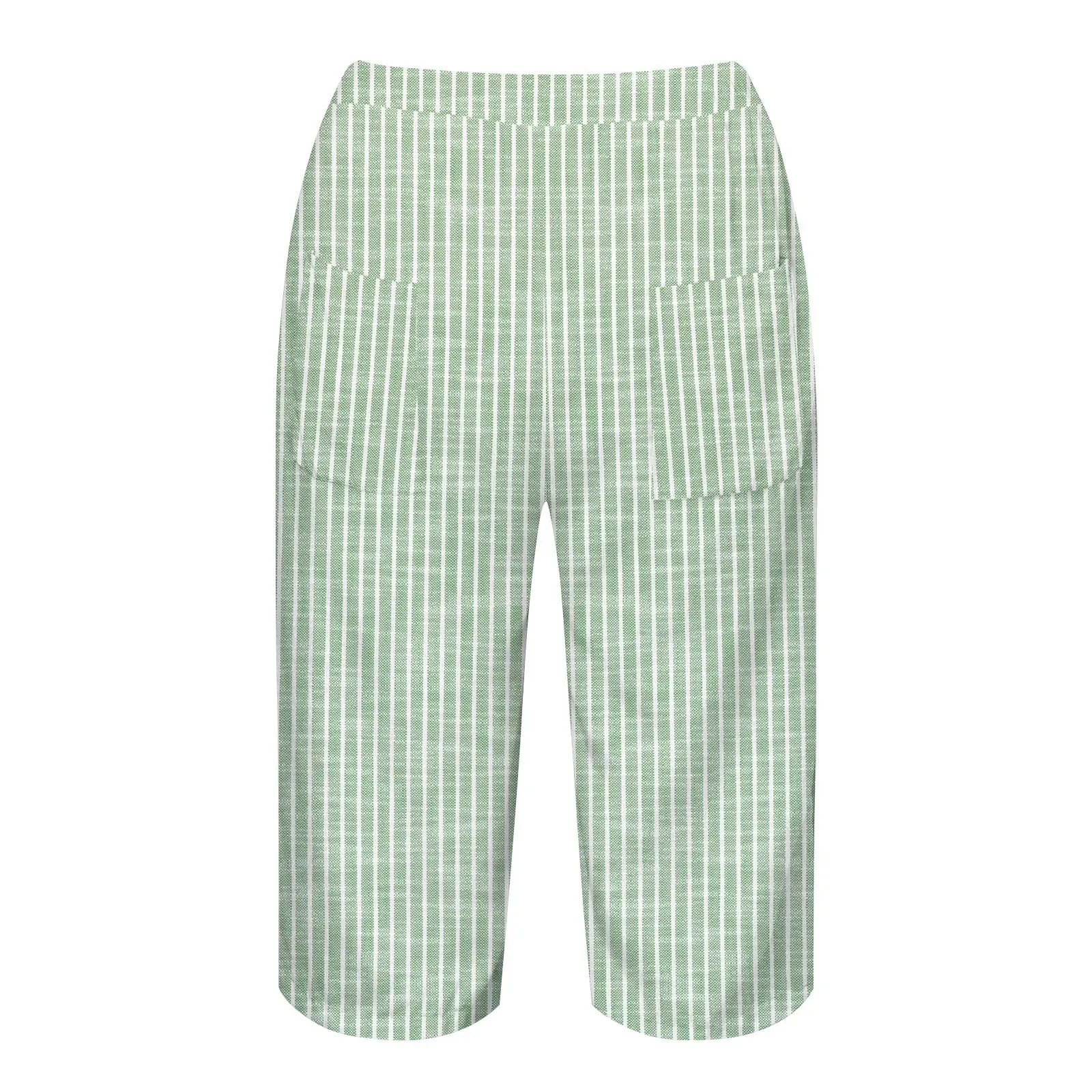 HEONSATI Pinocchietto Taglie Forti Donna Pantalone Eleganti Casual Sportivi Bermuda Capri Cotone E Lino Leggeri Pantaloni 3/4 in Cotone Taglie Forti Pinocchietti Palazzo Larghi Spiaggia Baggy - immagine 5