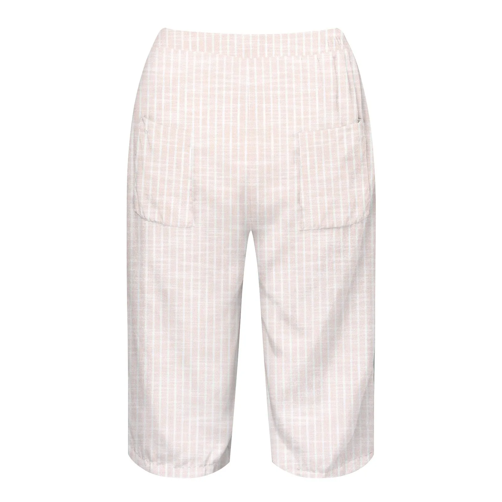 HEONSATI Pinocchietto Taglie Forti Donna Pantalone Eleganti Casual Sportivi Bermuda Capri Cotone E Lino Leggeri Pantaloni 3/4 in Cotone Taglie Forti Pinocchietti Palazzo Larghi Spiaggia Baggy - immagine 5