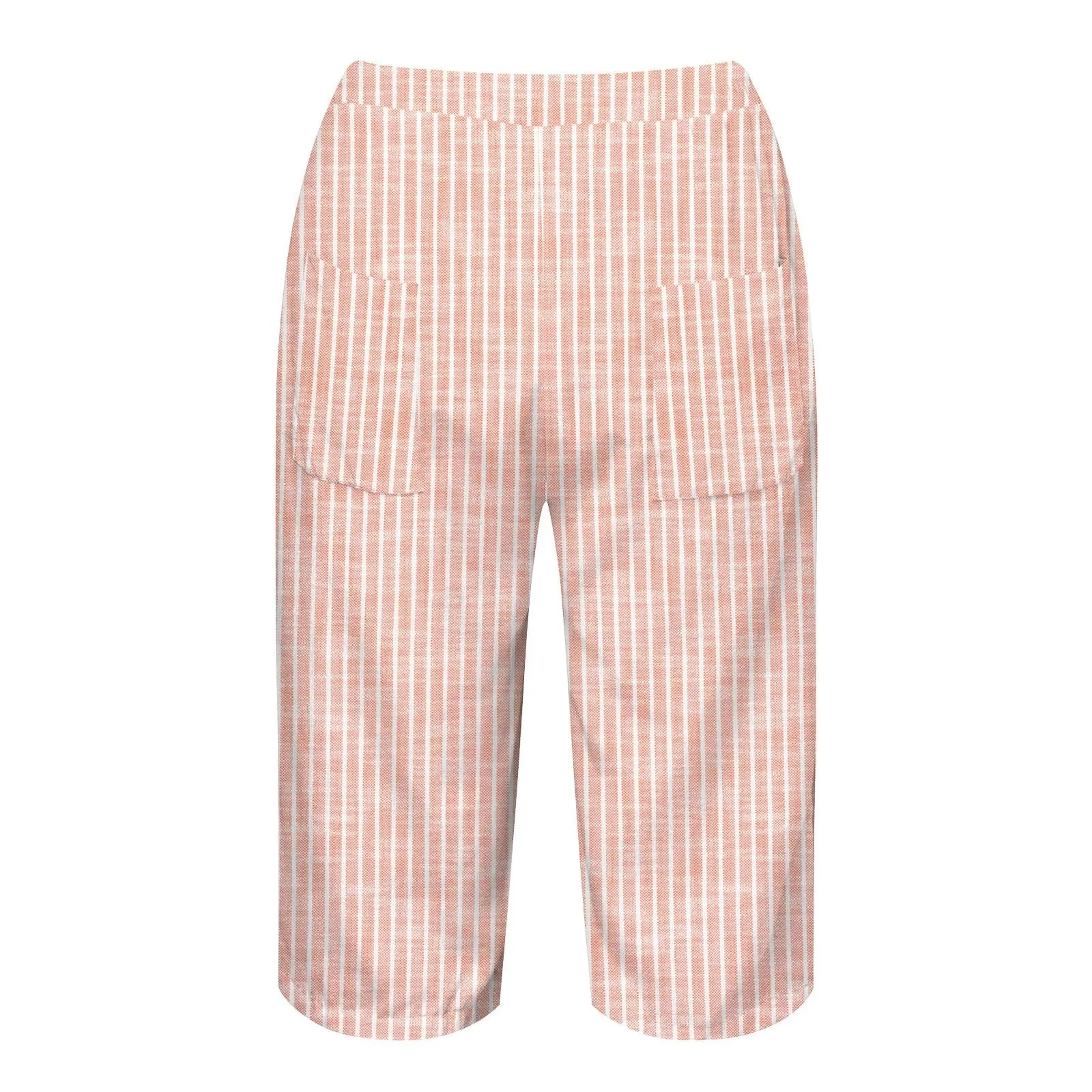 HEONSATI Pinocchietto Taglie Forti Donna Pantalone Eleganti Casual Sportivi Bermuda Capri Cotone E Lino Leggeri Pantaloni 3/4 in Cotone Taglie Forti Pinocchietti Palazzo Larghi Spiaggia Baggy - immagine 5