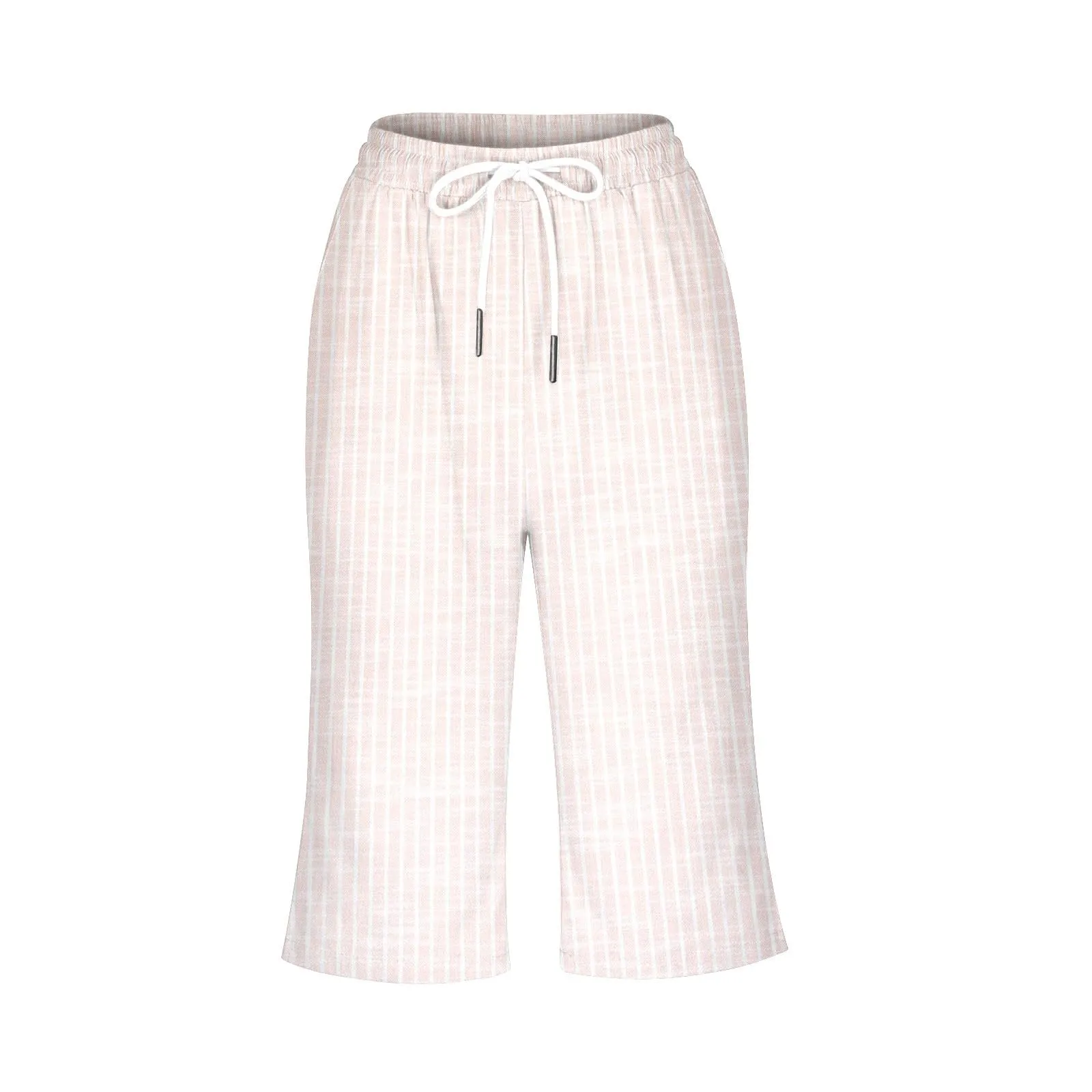 HEONSATI Pinocchietto Taglie Forti Donna Pantalone Eleganti Casual Sportivi Bermuda Capri Cotone E Lino Leggeri Pantaloni 3/4 in Cotone Taglie Forti Pinocchietti Palazzo Larghi Spiaggia Baggy - immagine 4