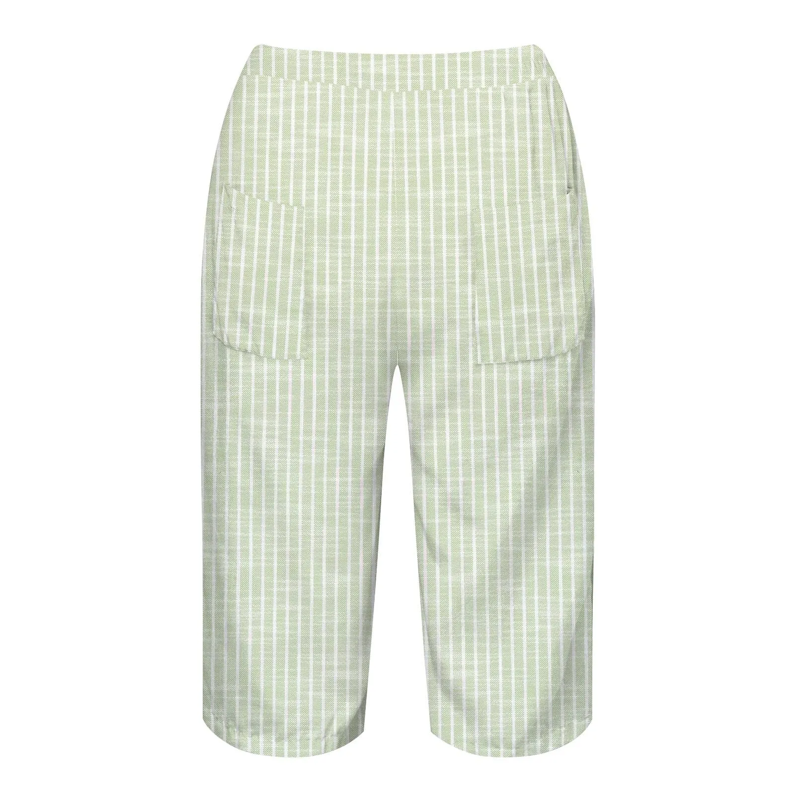 HEONSATI Pinocchietto Taglie Forti Donna Pantalone Eleganti Casual Sportivi Bermuda Capri Cotone E Lino Leggeri Pantaloni 3/4 in Cotone Taglie Forti Pinocchietti Palazzo Larghi Spiaggia Baggy - immagine 5