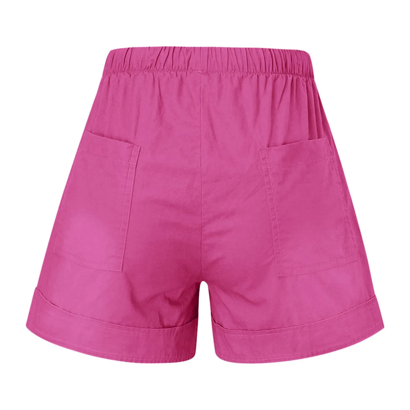 AnnSemo - Pantaloncini estivi da donna UK Plus Size con tasche, vita alta elasticizzata, in cotone, gamba dritta, pantaloni sportivi da palestra, hot pants da yoga, allenamento, coulisse, larghi, 01 - immagine 5
