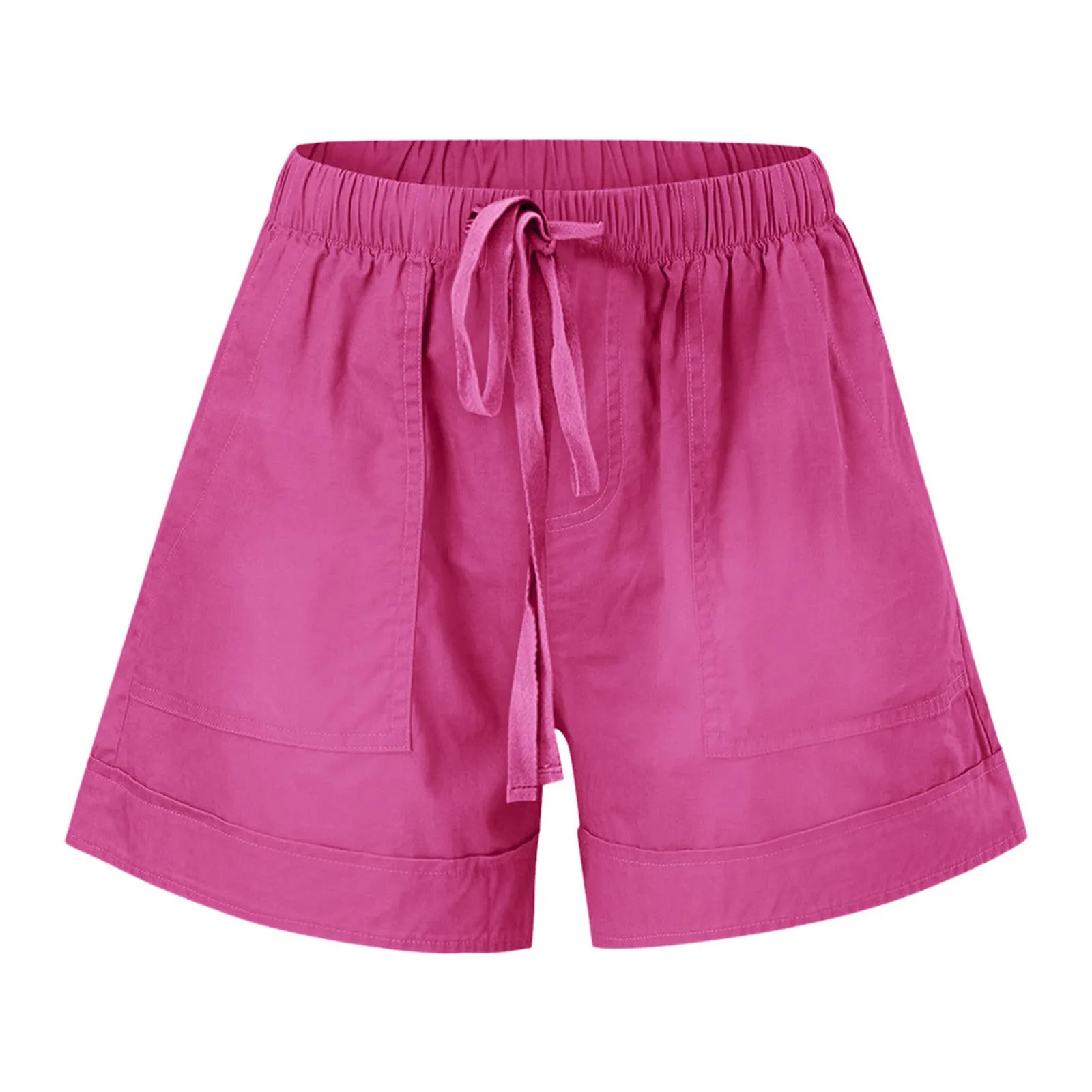 AnnSemo - Pantaloncini estivi da donna UK Plus Size con tasche, vita alta elasticizzata, in cotone, gamba dritta, pantaloni sportivi da palestra, hot pants da yoga, allenamento, coulisse, larghi, 01 - immagine 6